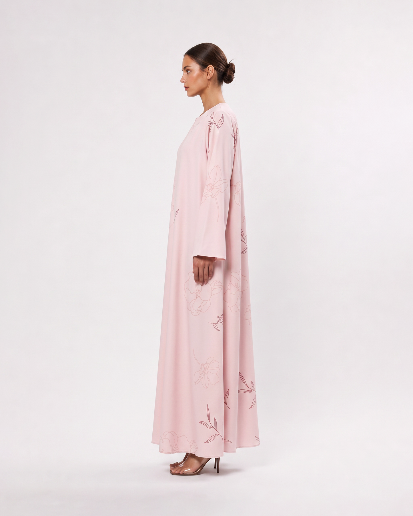 Blush Sketch Floral Abaya