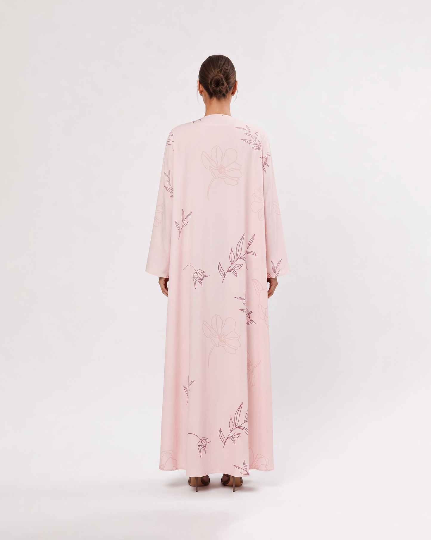 Blush Sketch Floral Abaya