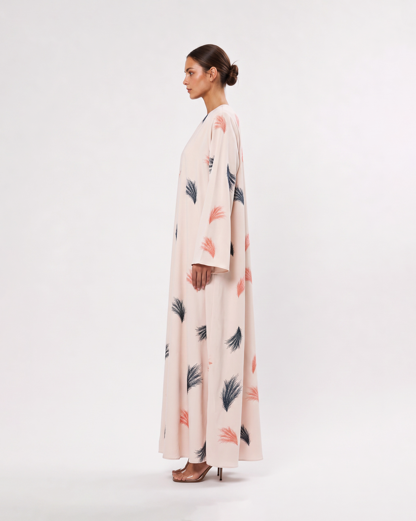 Ivory Brush Leaf Abaya