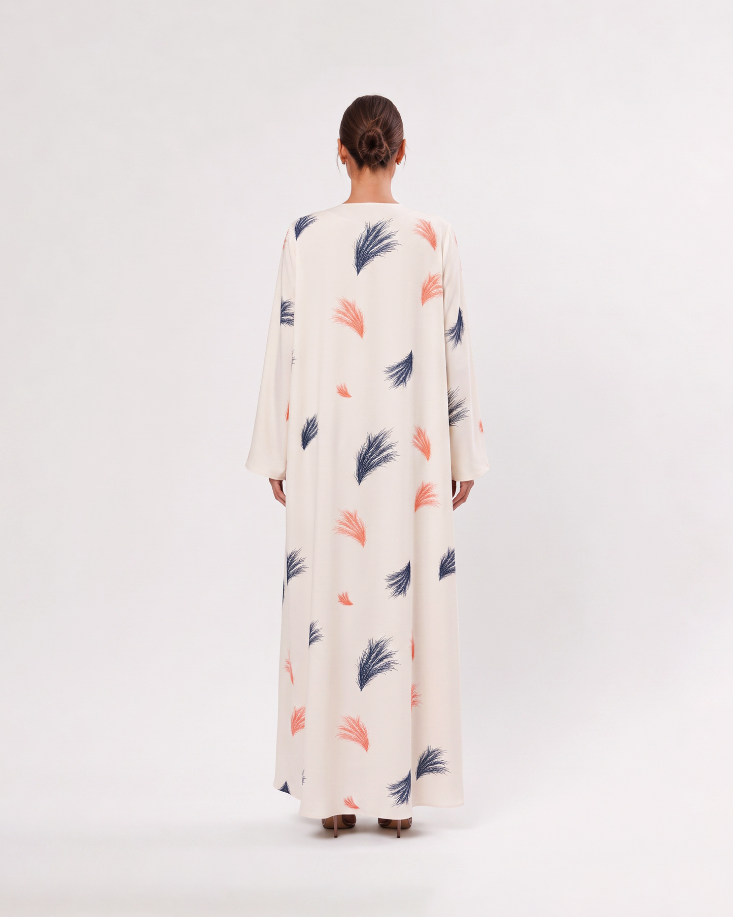 Ivory Brush Leaf Abaya