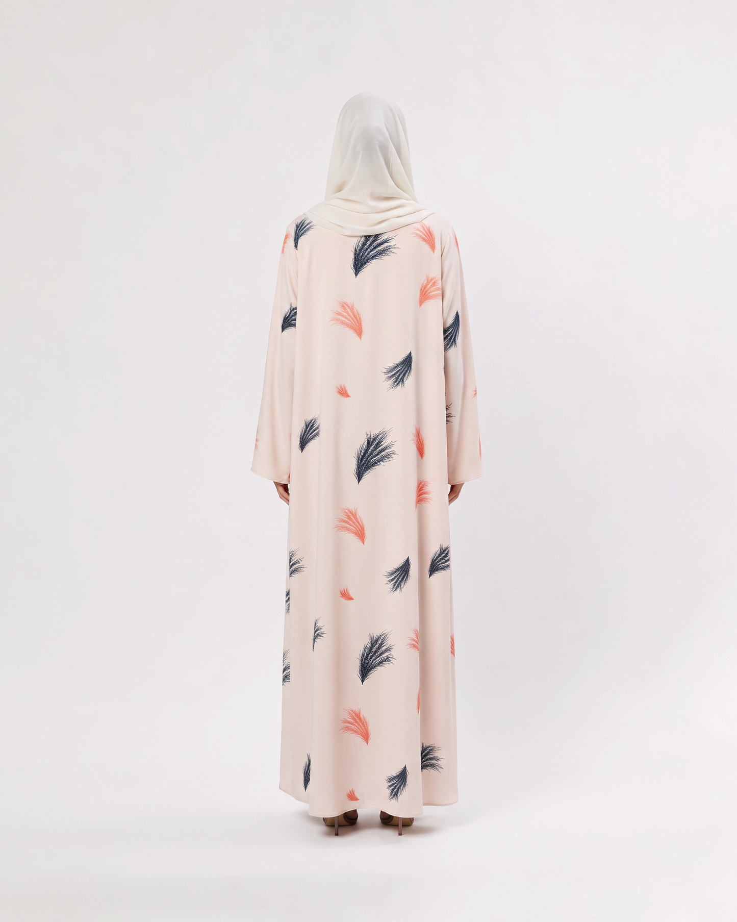 Ivory Brush Leaf Abaya