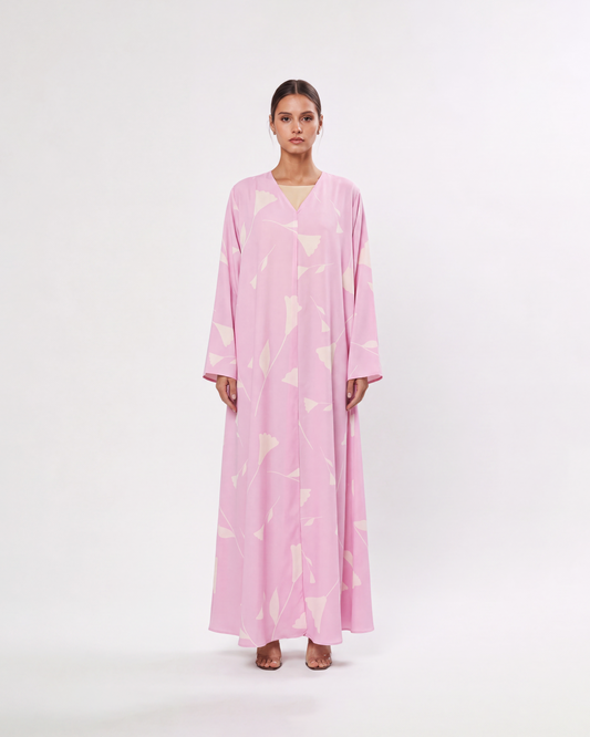 Pink Abstract Petal Abaya