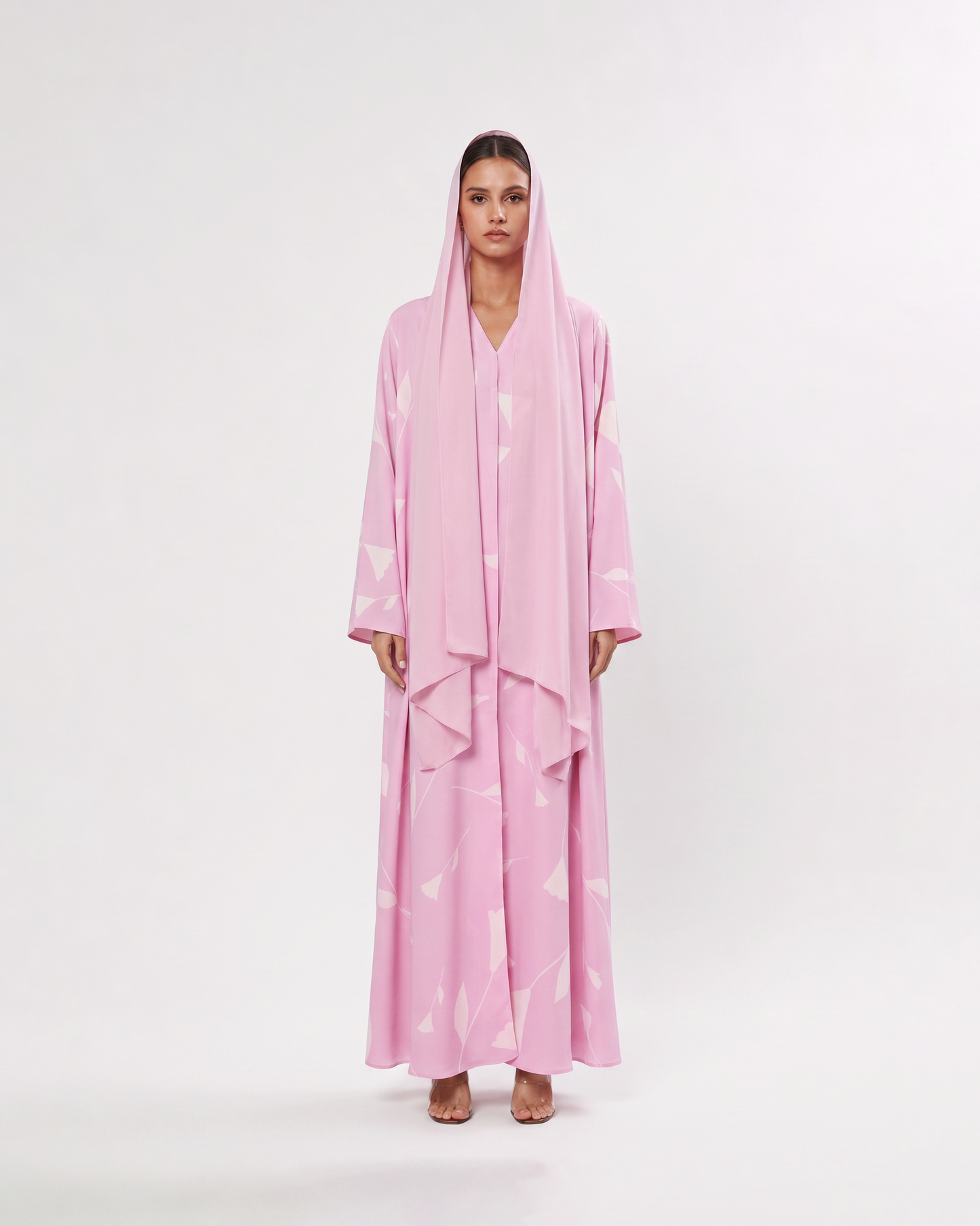 Pink Abstract Petal Abaya