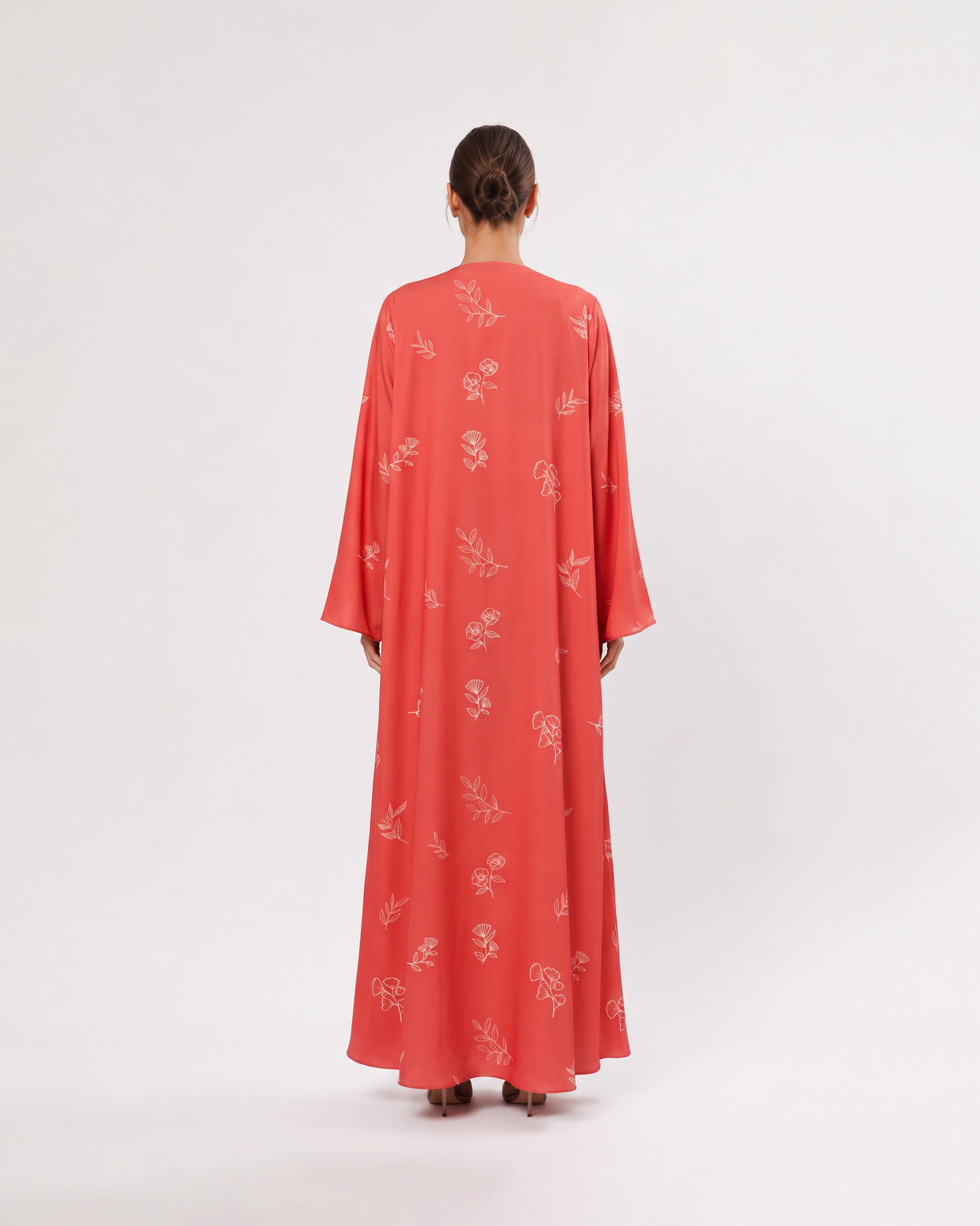 Coral Sketch Floral Abaya