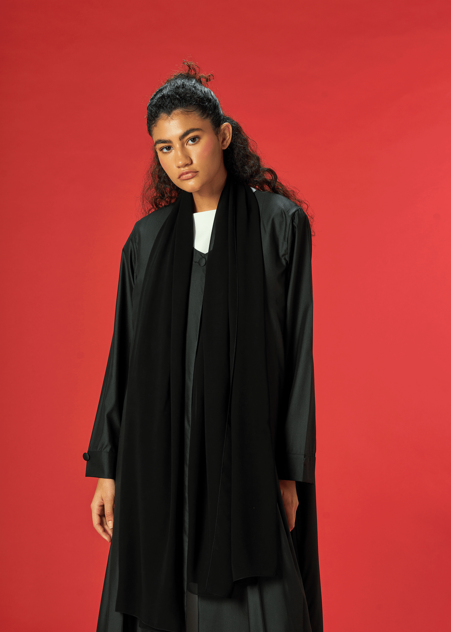 BLACK PLEATED COAT STYLE ABAYA