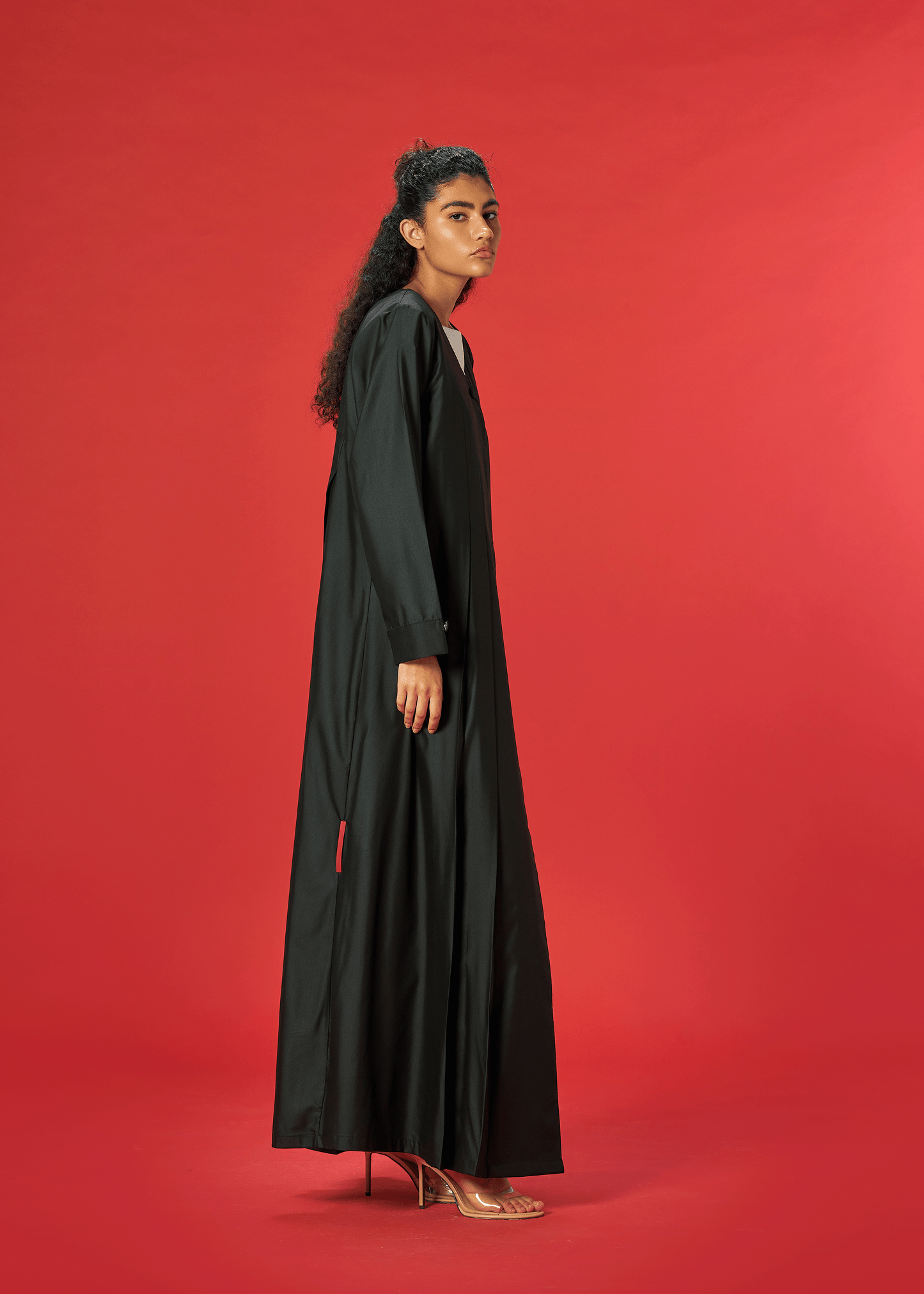 BLACK PLEATED COAT STYLE ABAYA