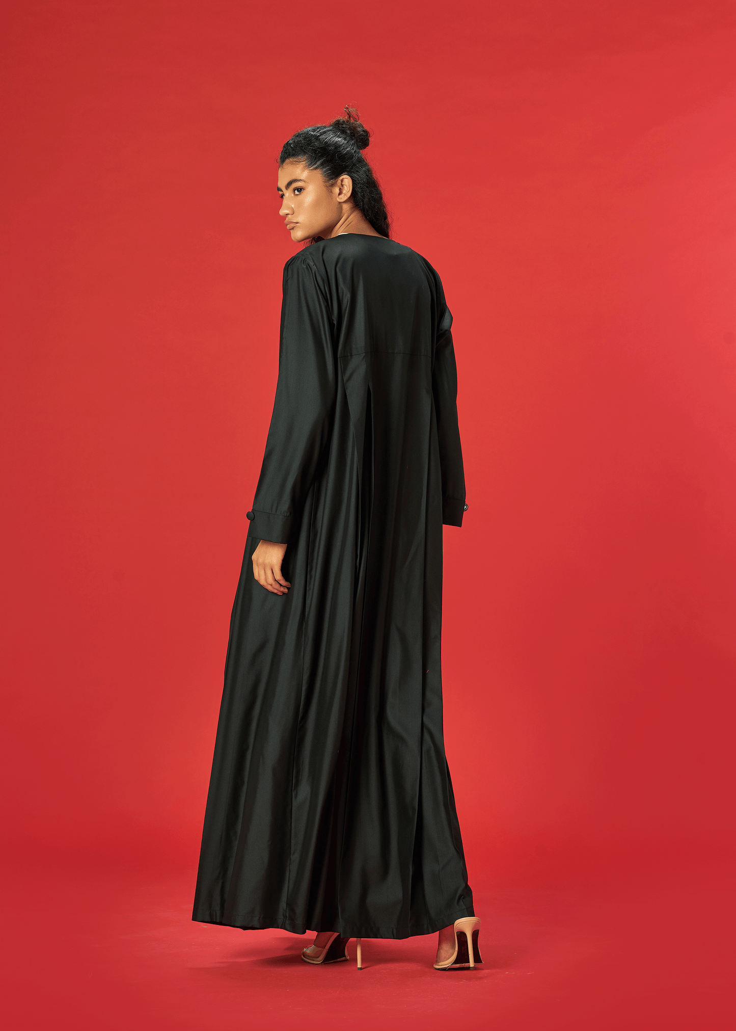 BLACK PLEATED COAT STYLE ABAYA