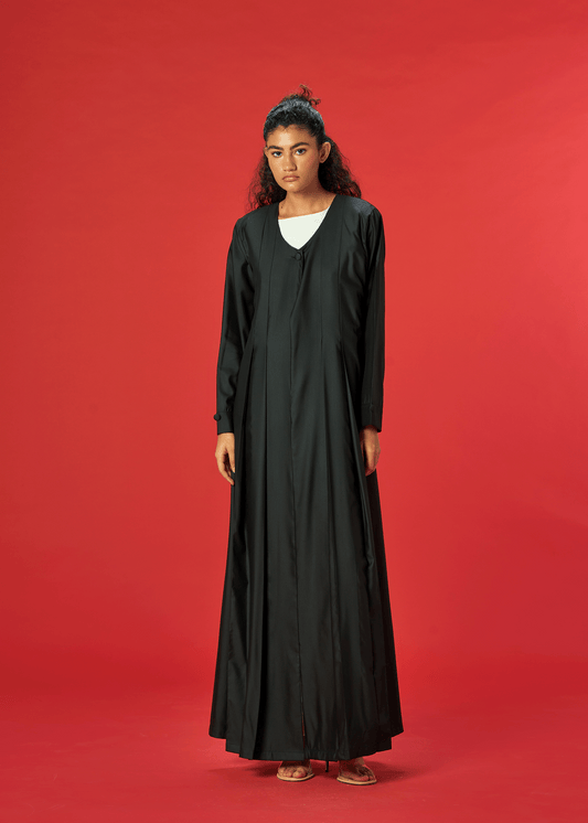 BLACK PLEATED COAT STYLE ABAYA