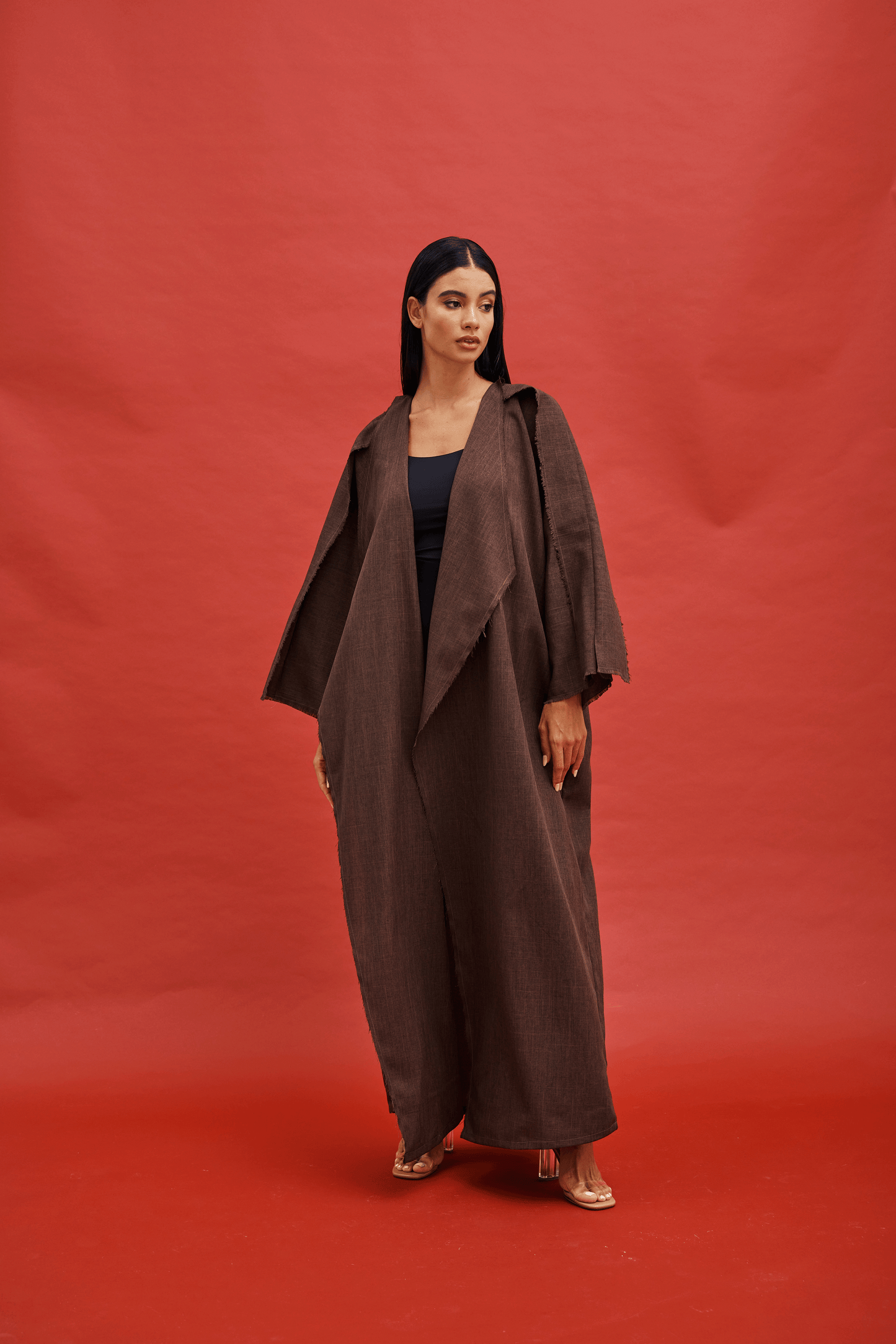 DARK BROWN OVERLAP ABAYA