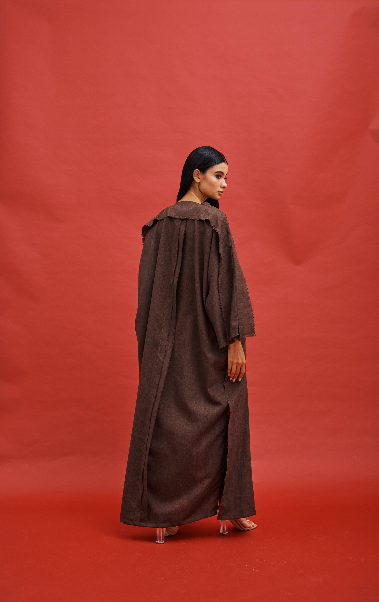 DARK BROWN OVERLAP ABAYA