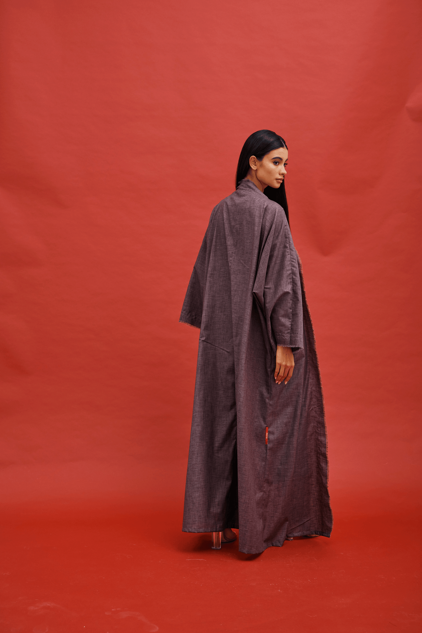 BROWN PLAIN LINEN ABAYA