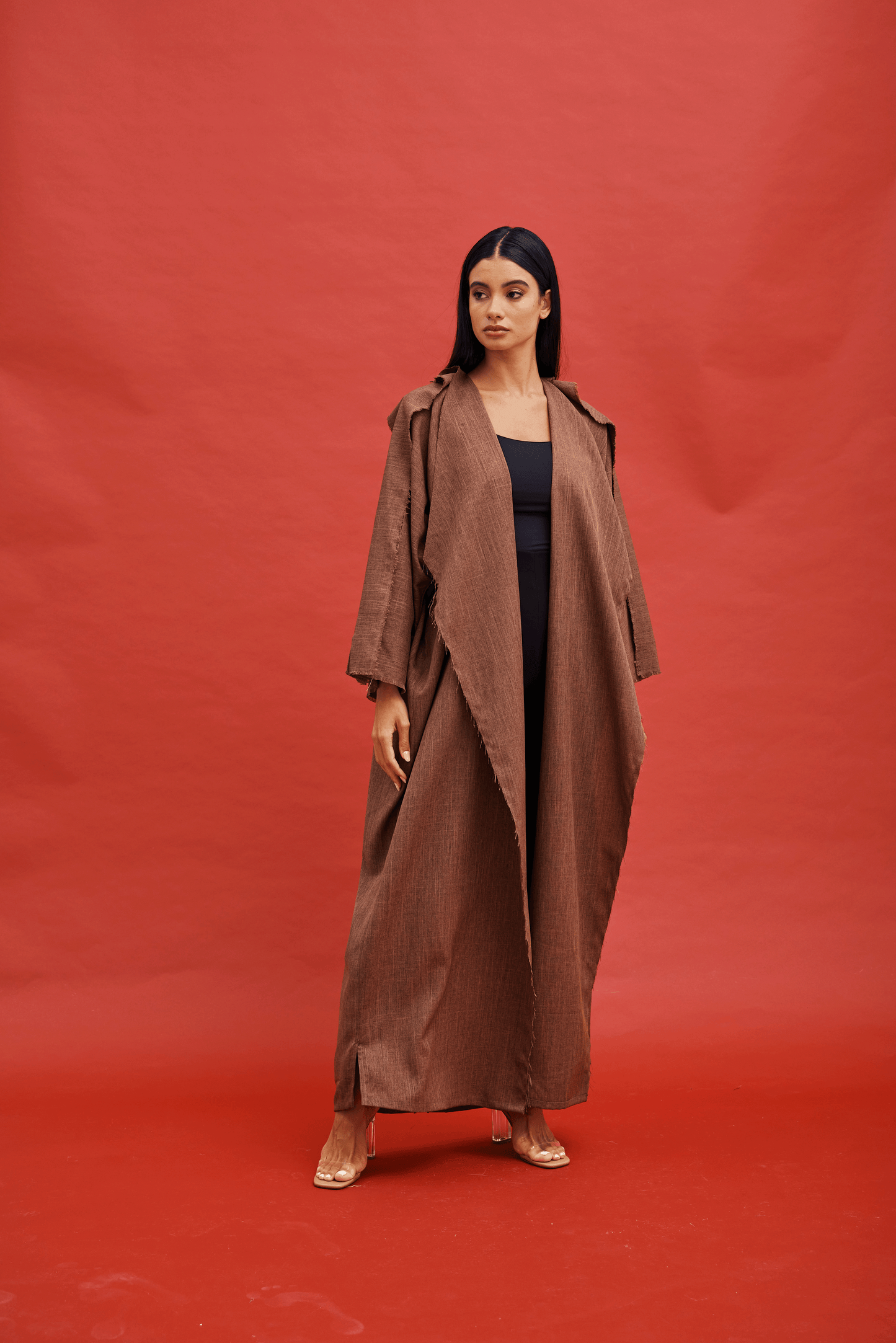 LIGHT BROWN OVERLAP ABAYA