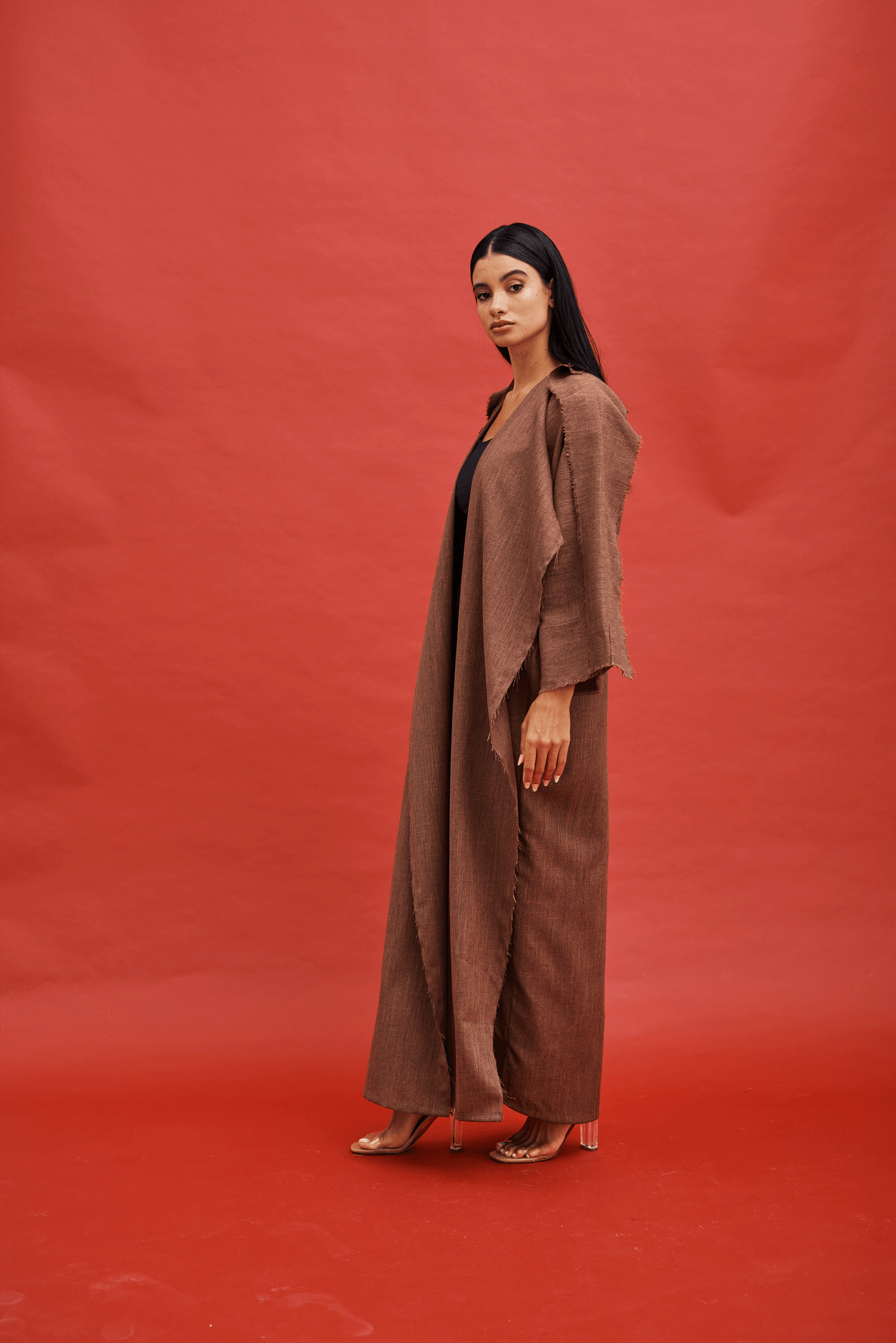 LIGHT BROWN OVERLAP ABAYA