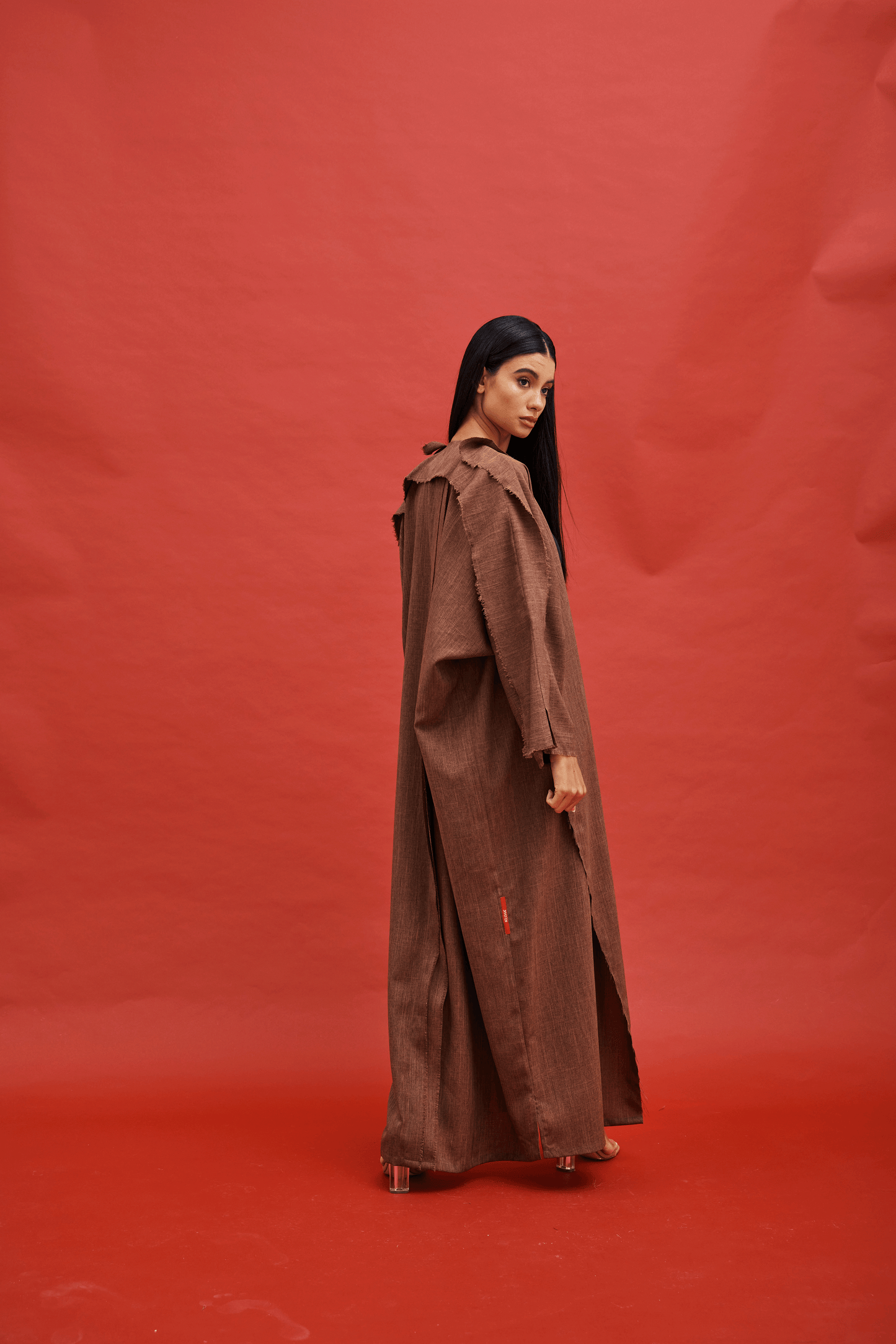 LIGHT BROWN OVERLAP ABAYA