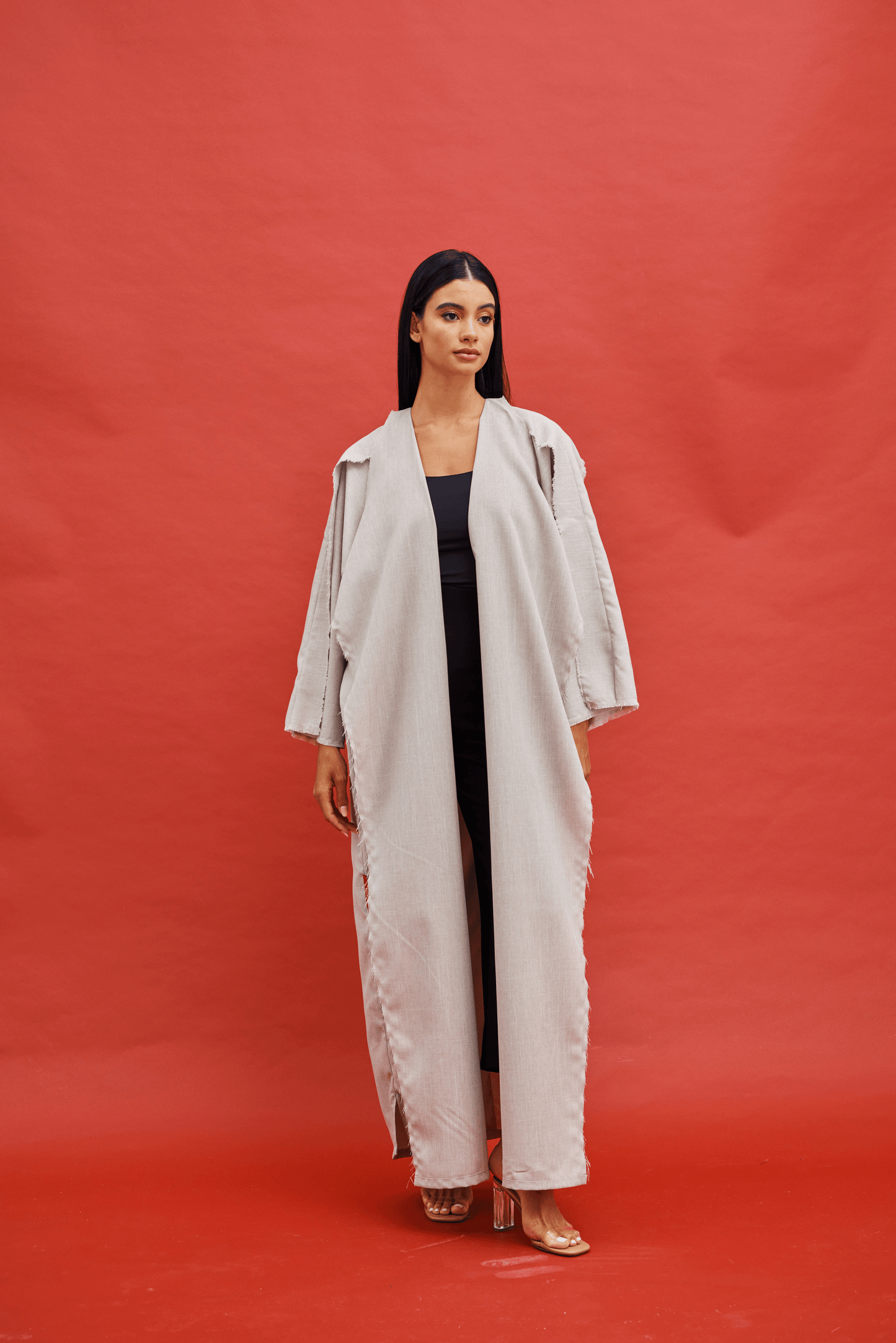 LIGHT GREY OVERLAP ABAYA