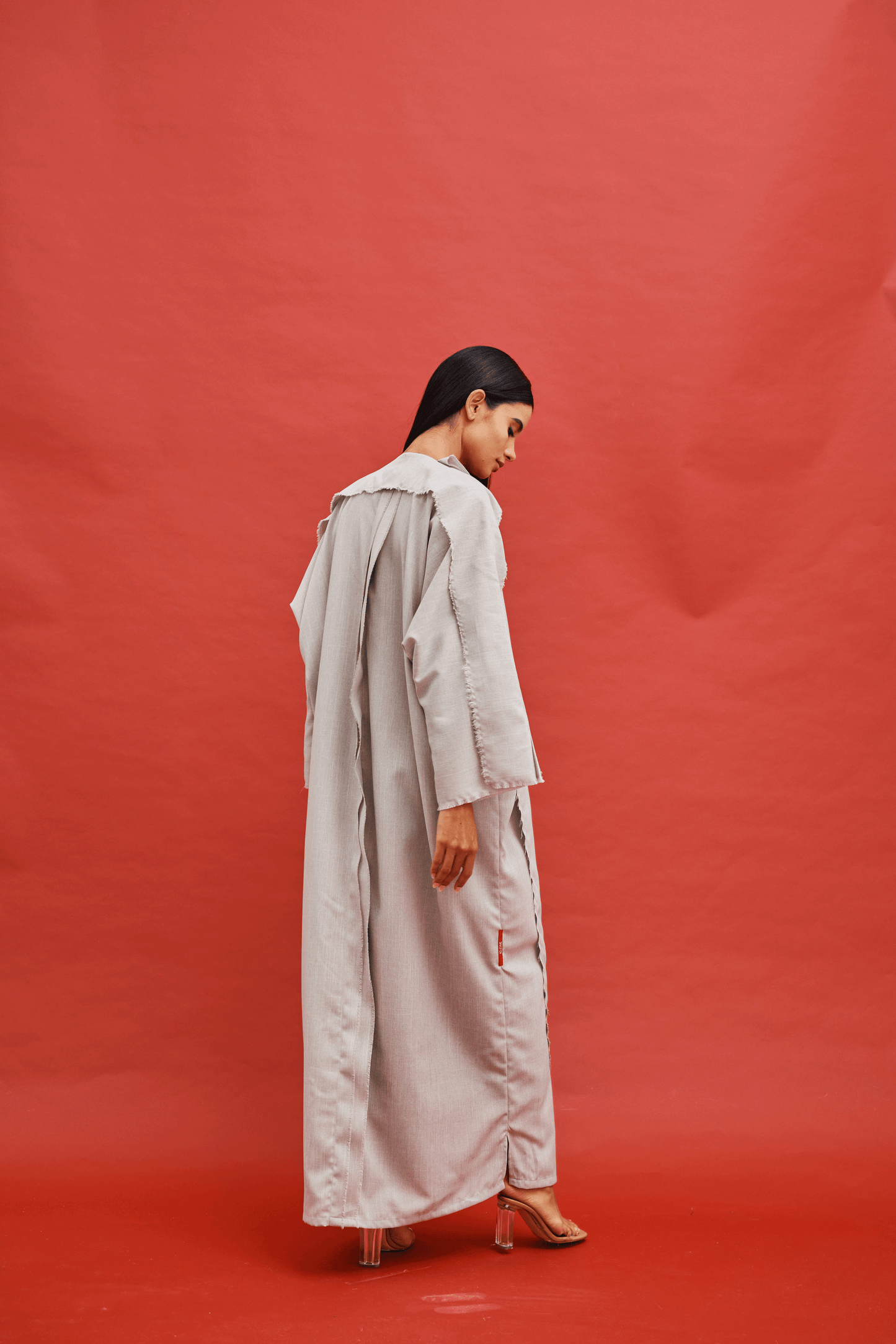 LIGHT GREY OVERLAP ABAYA