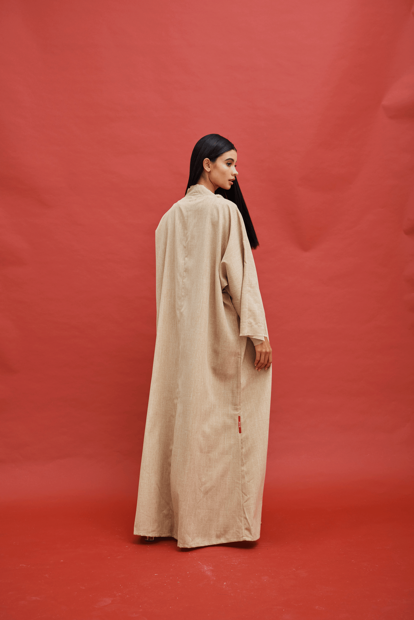 CREAM PLAIN LINEN ABAYA