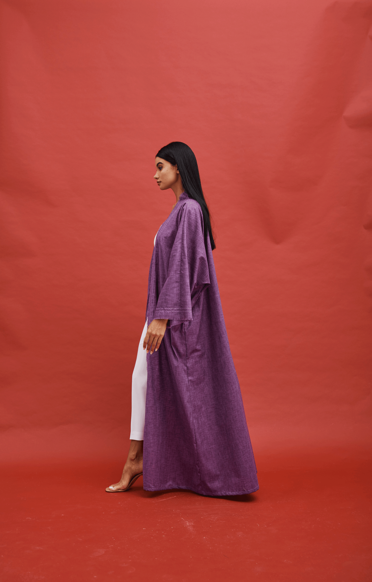 PURPLE PLAIN LINEN ABAYA