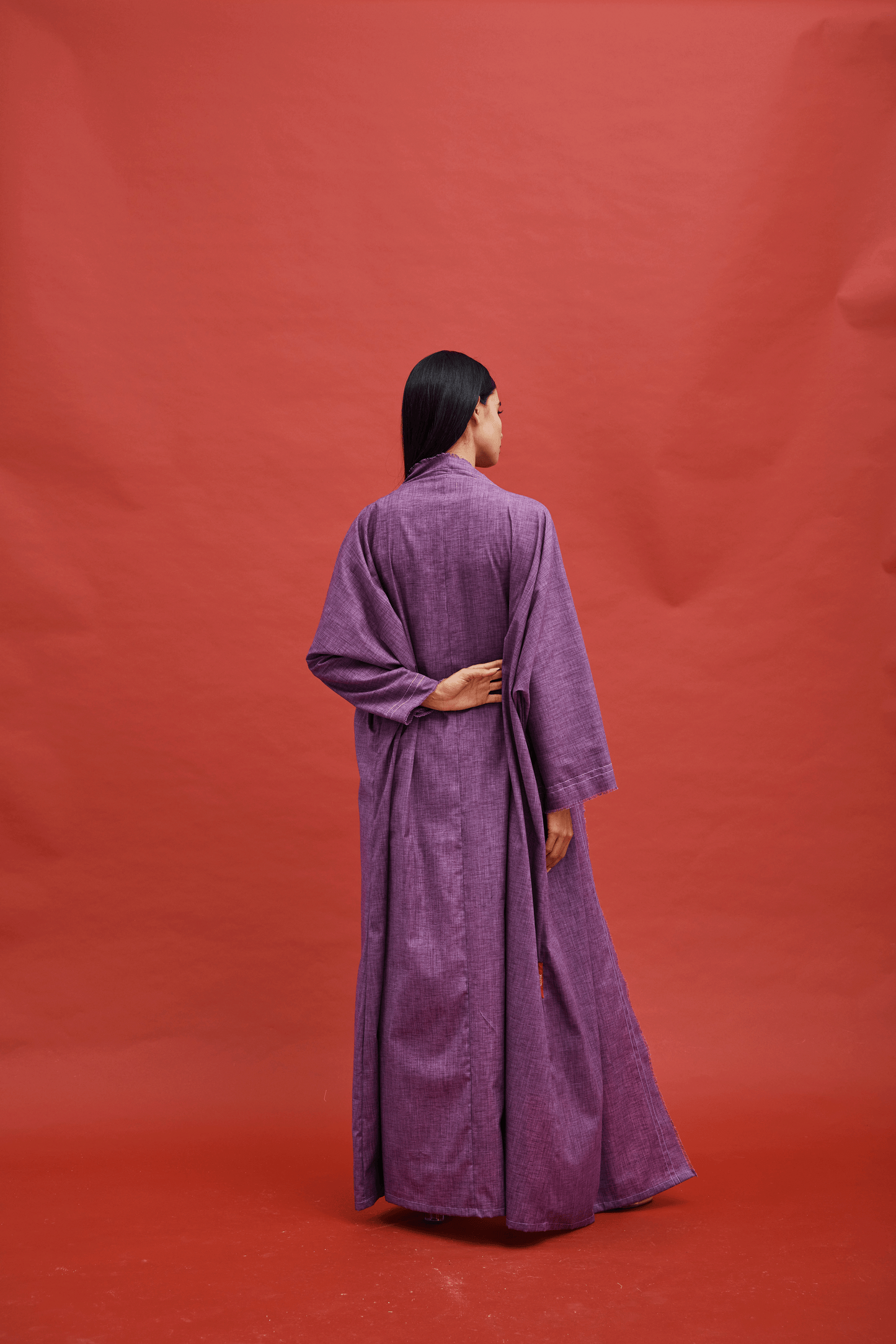 PURPLE PLAIN LINEN ABAYA