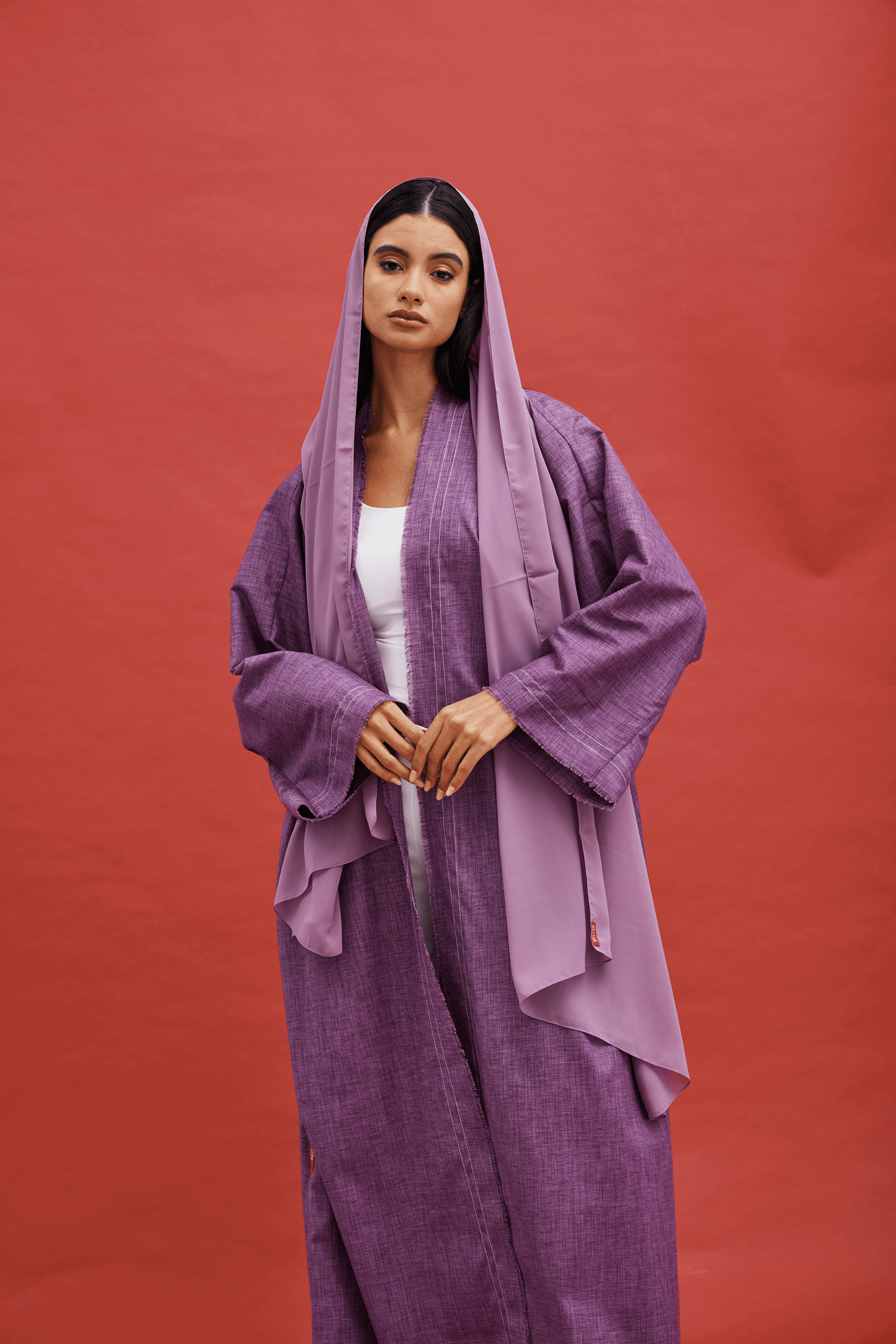 PURPLE PLAIN LINEN ABAYA