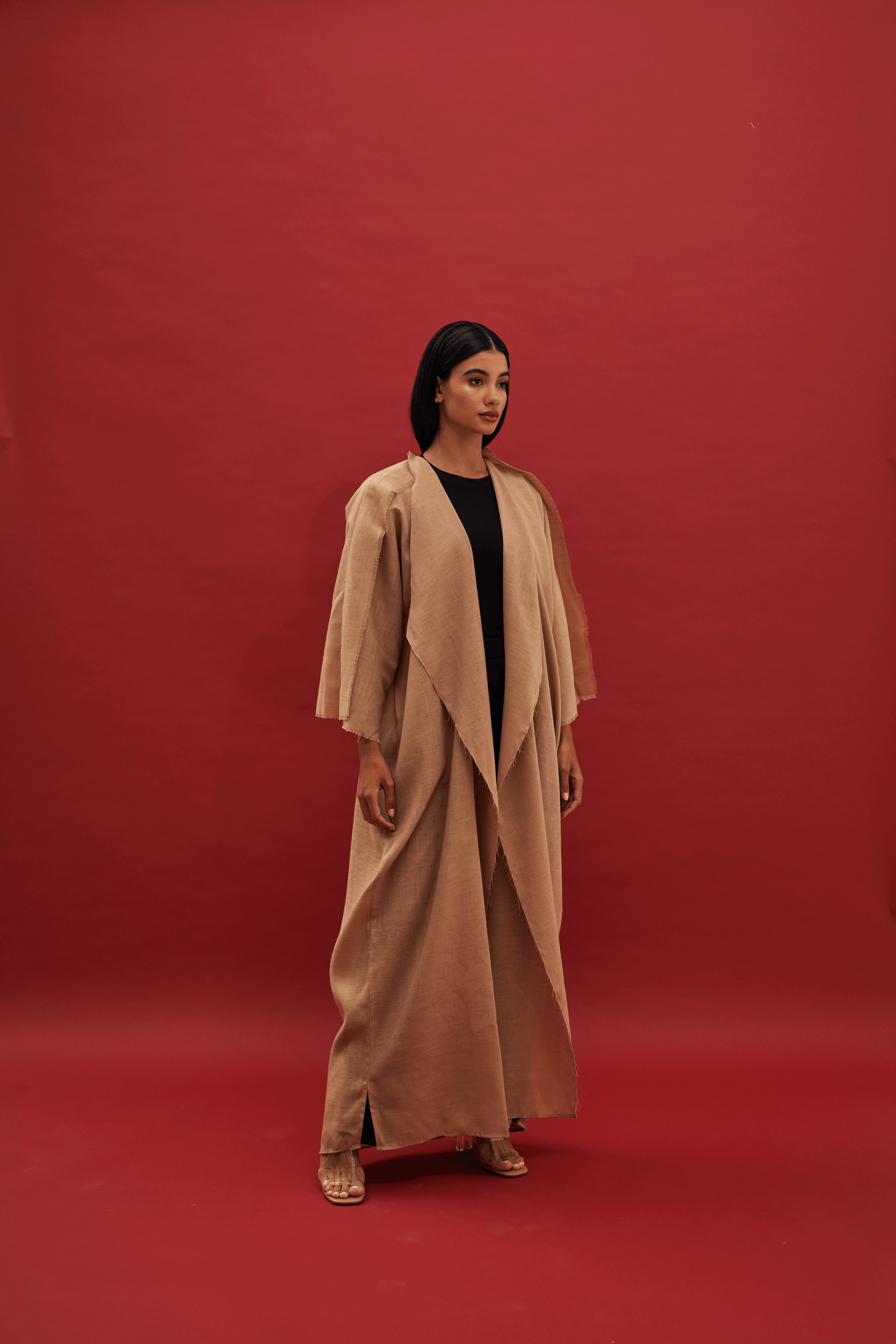 BEIGE LINEN ABAYA