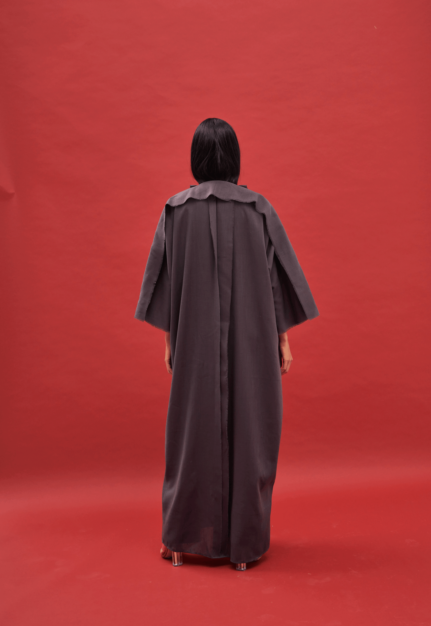 CHARCOAL/BLACK LINEN ABAYA