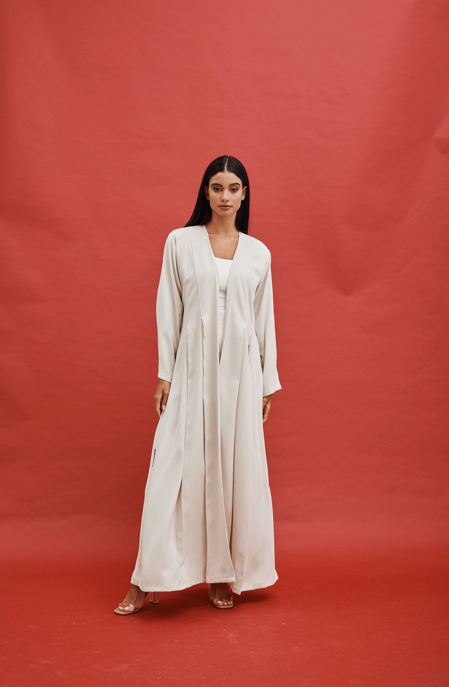 OFF WHITE CREPE PLEATED ABAYA