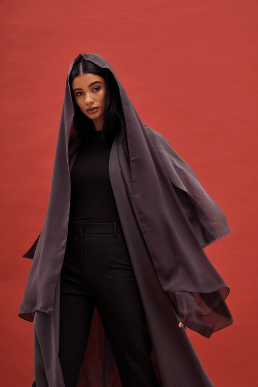 CHARCOAL/BLACK LINEN ABAYA