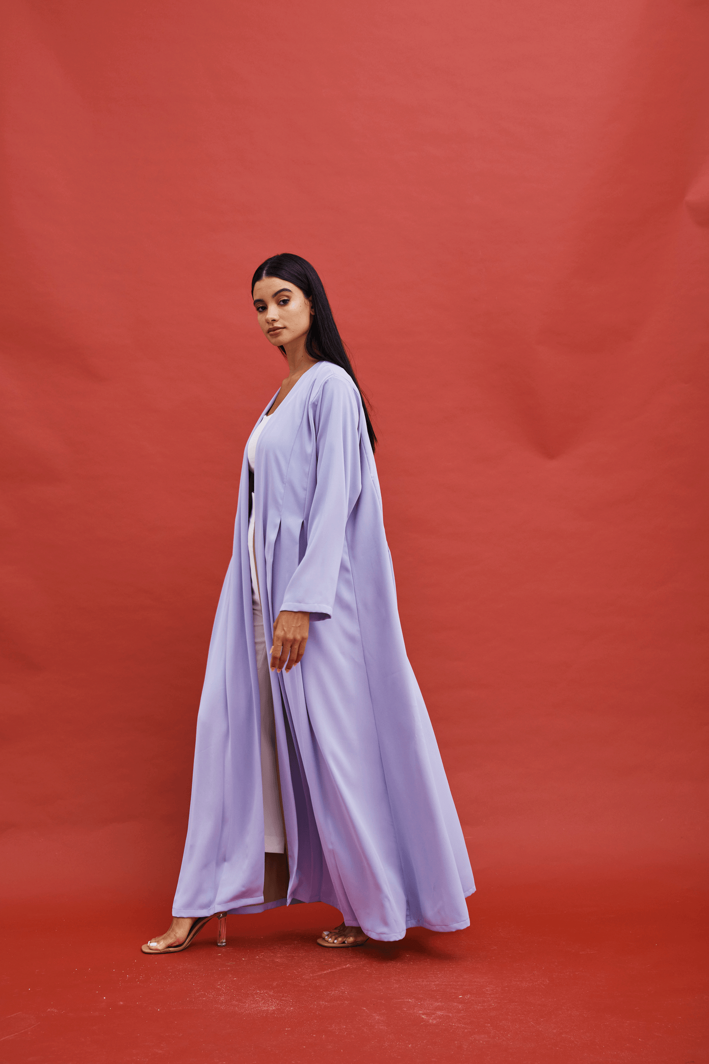 PURPLE CREPE PLEATED ABAYA