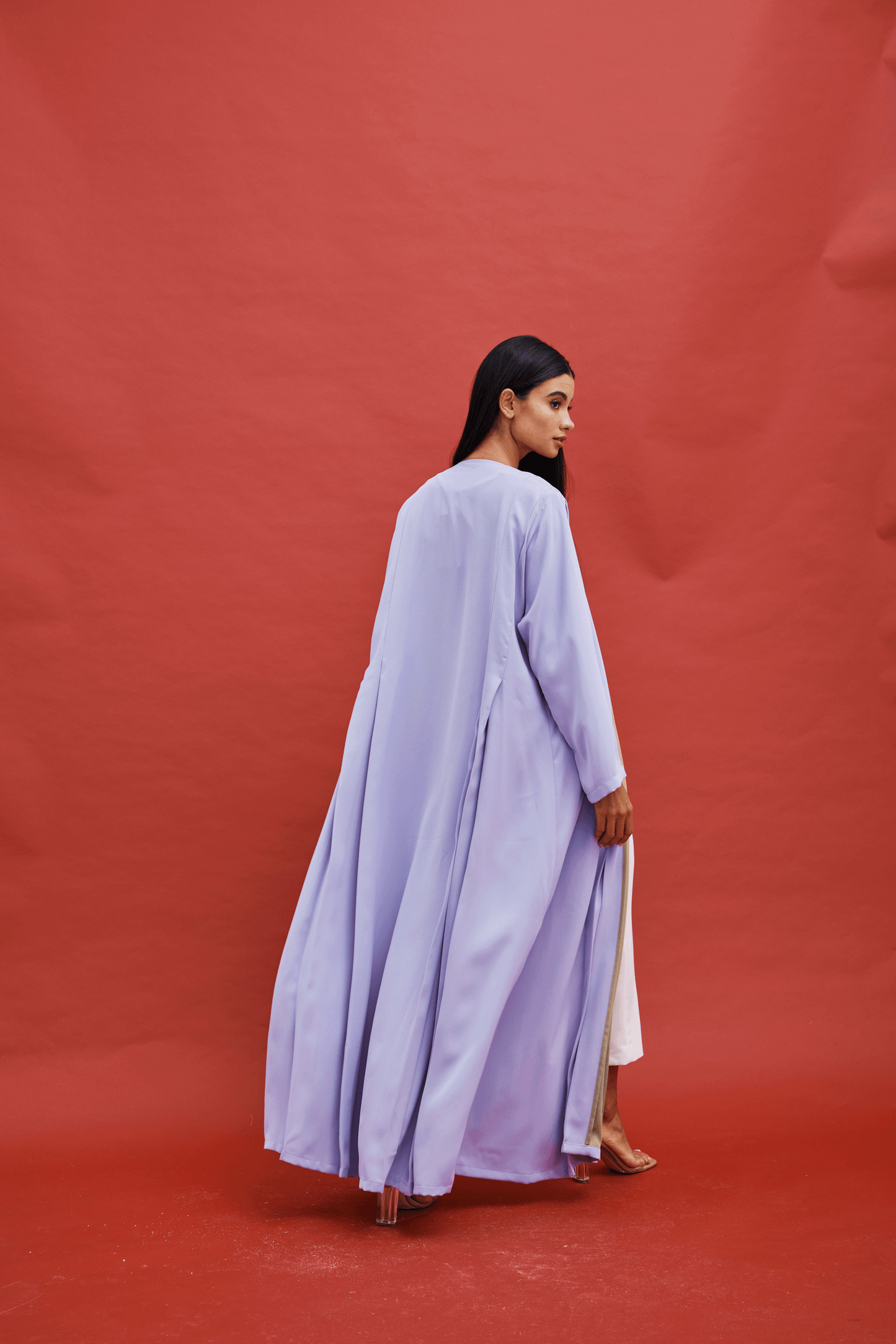 PURPLE CREPE PLEATED ABAYA