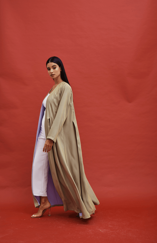 OLIVE CREPE PLEATED ABAYA