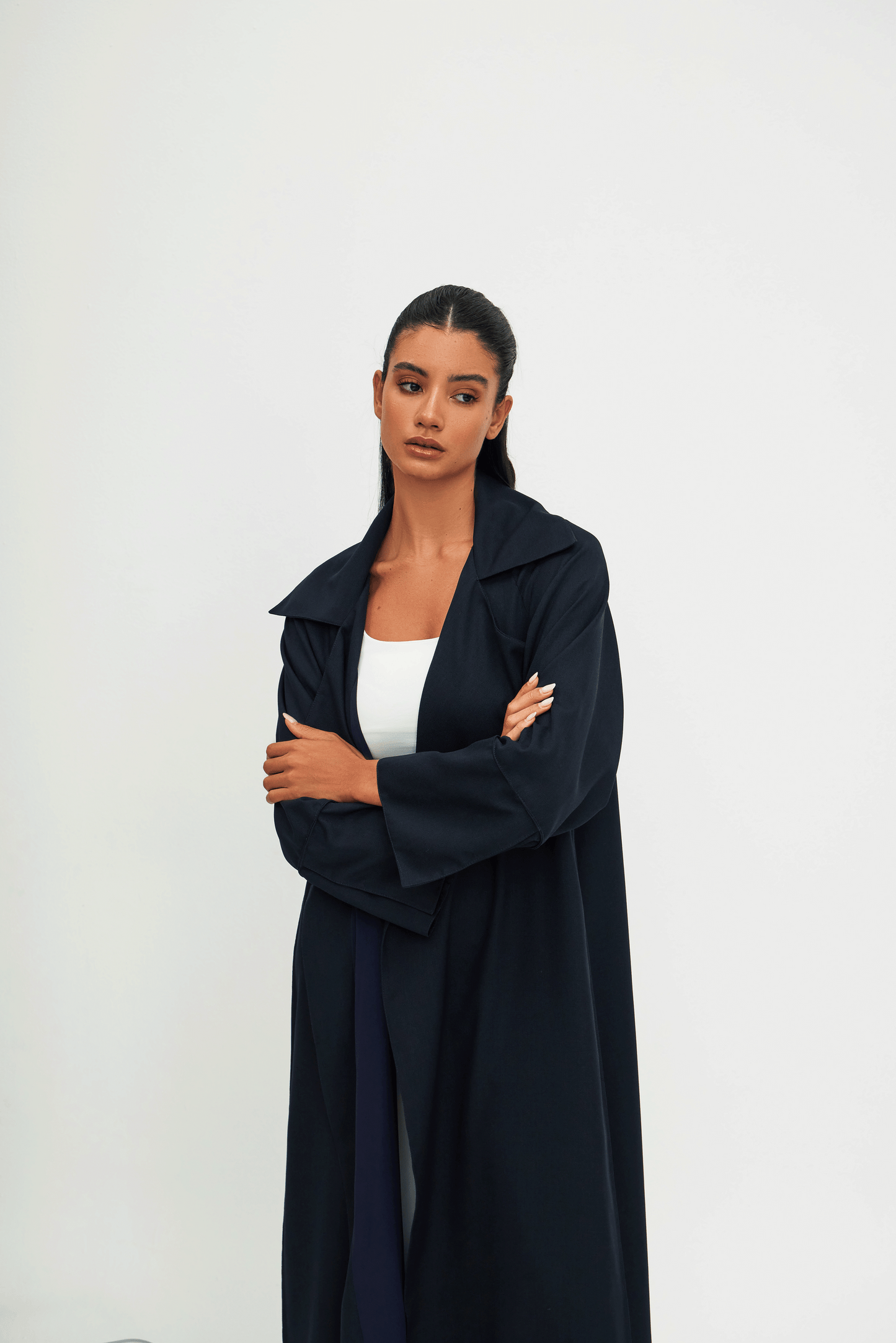 NAVY BLUE COAT LINEN ABAYA