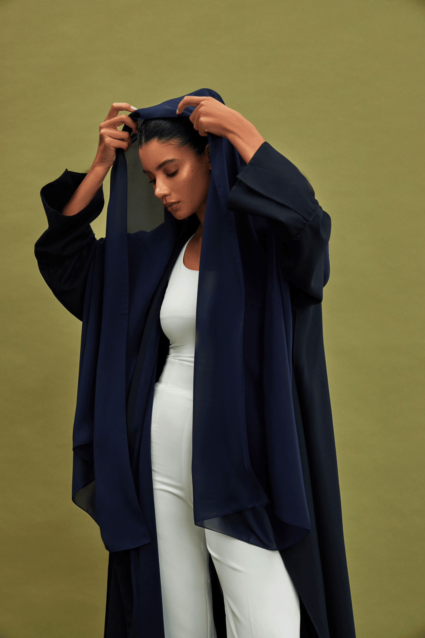 NAVY BLUE COAT LINEN ABAYA