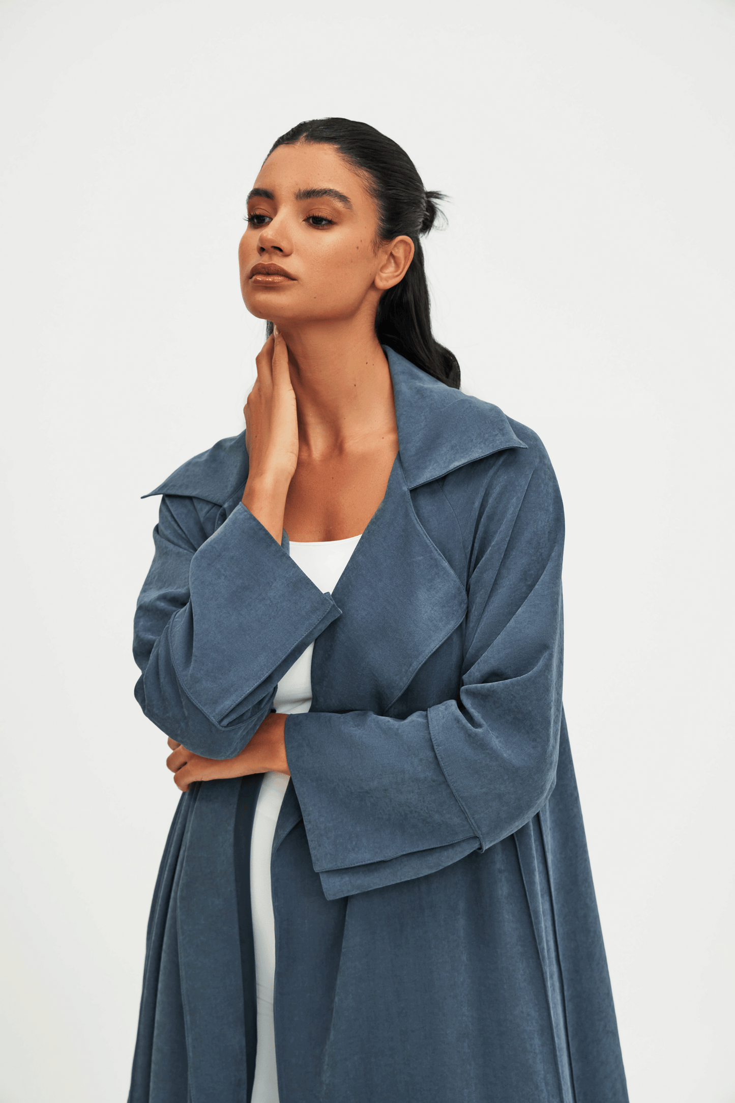 ICE BLUE COAT SUEDE ABAYA