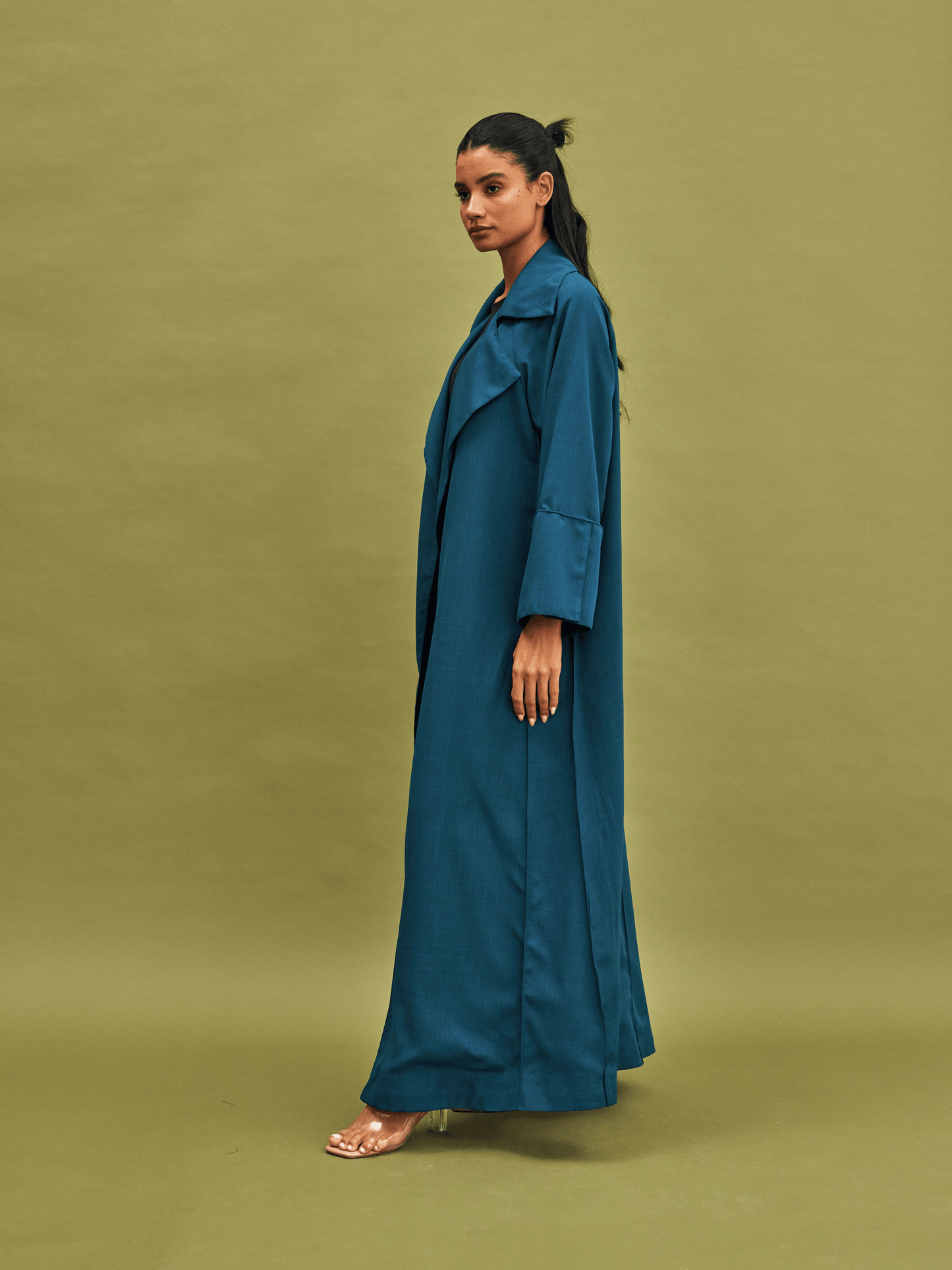 TEAL COAT LINEN ABAYA