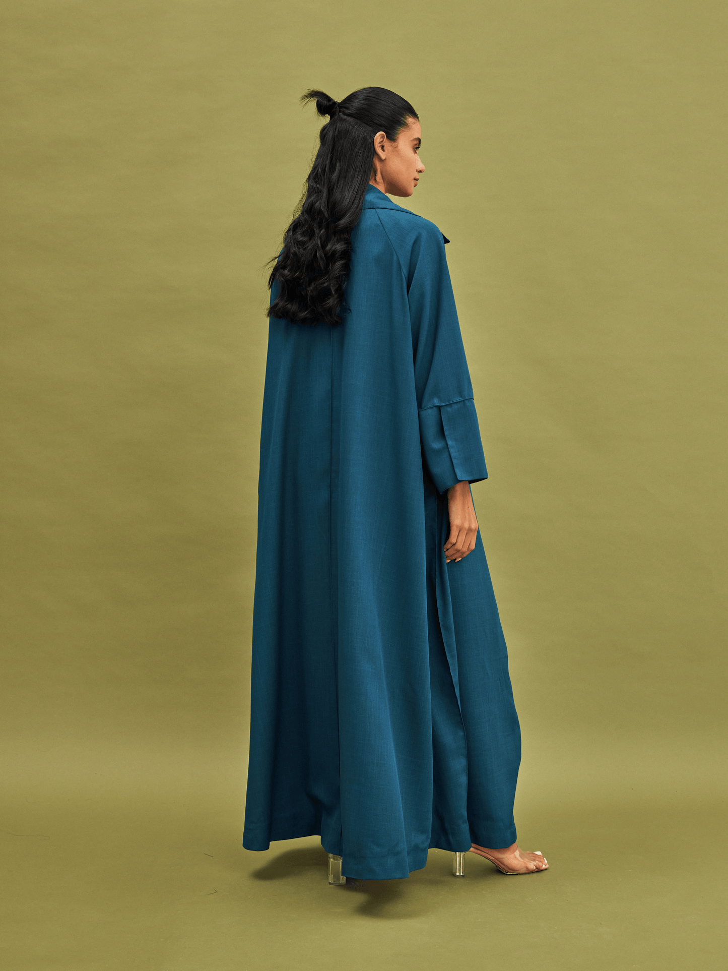 TEAL COAT LINEN ABAYA