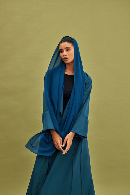 TEAL COAT LINEN ABAYA