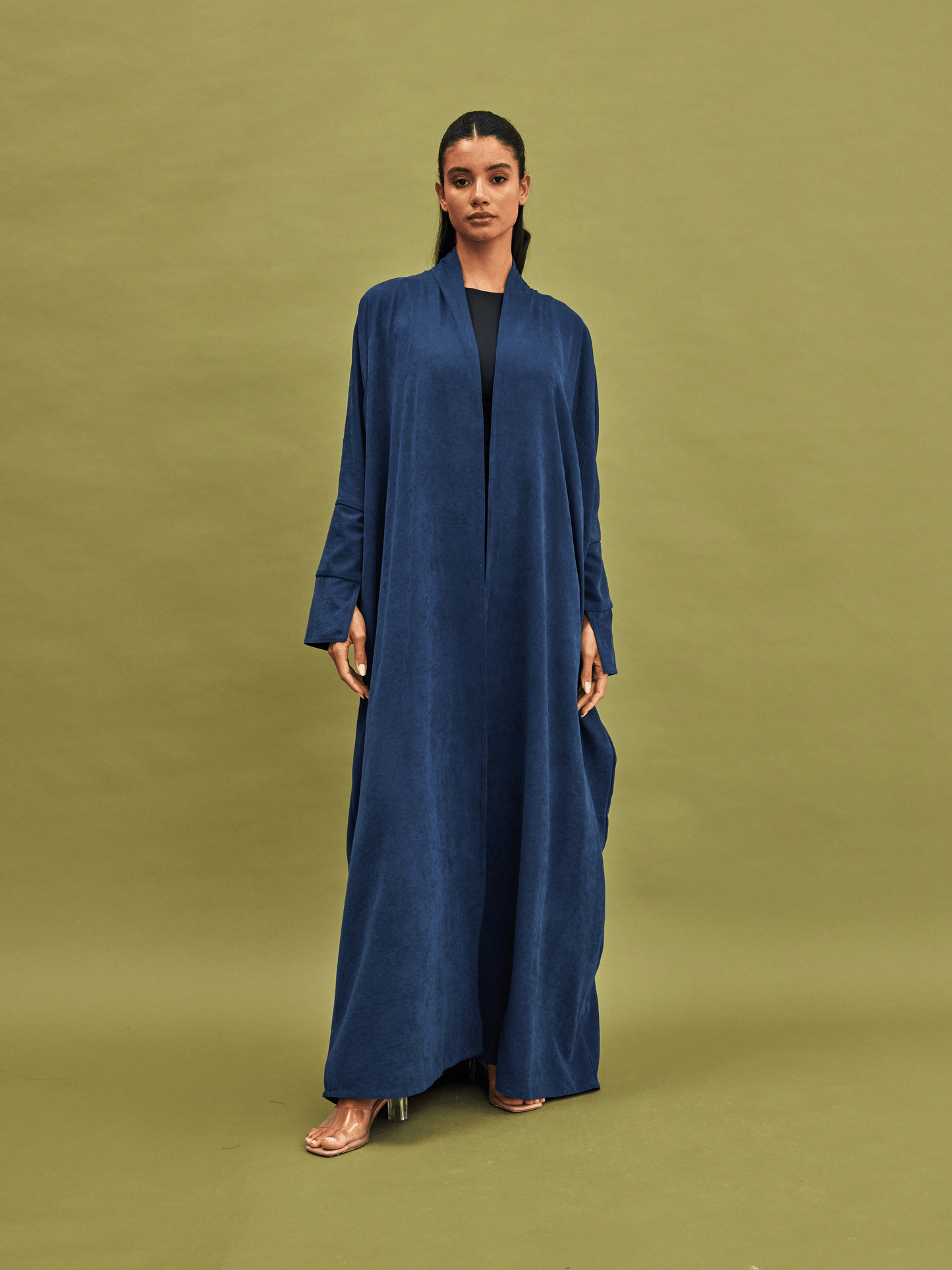 BLUE SLEEVE CUT SUEDE ABAYA