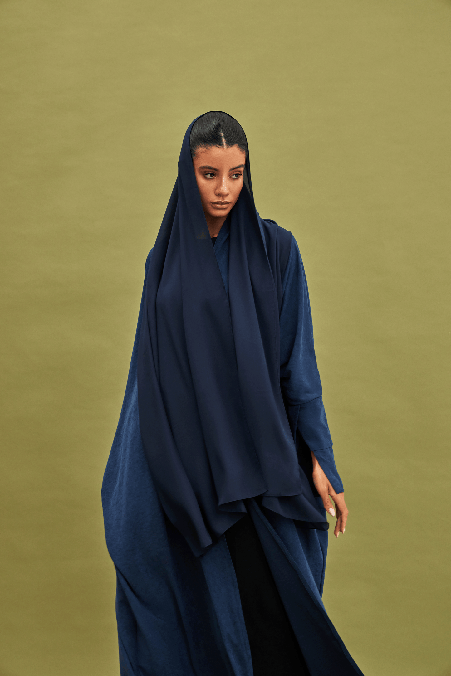 BLUE SLEEVE CUT SUEDE ABAYA