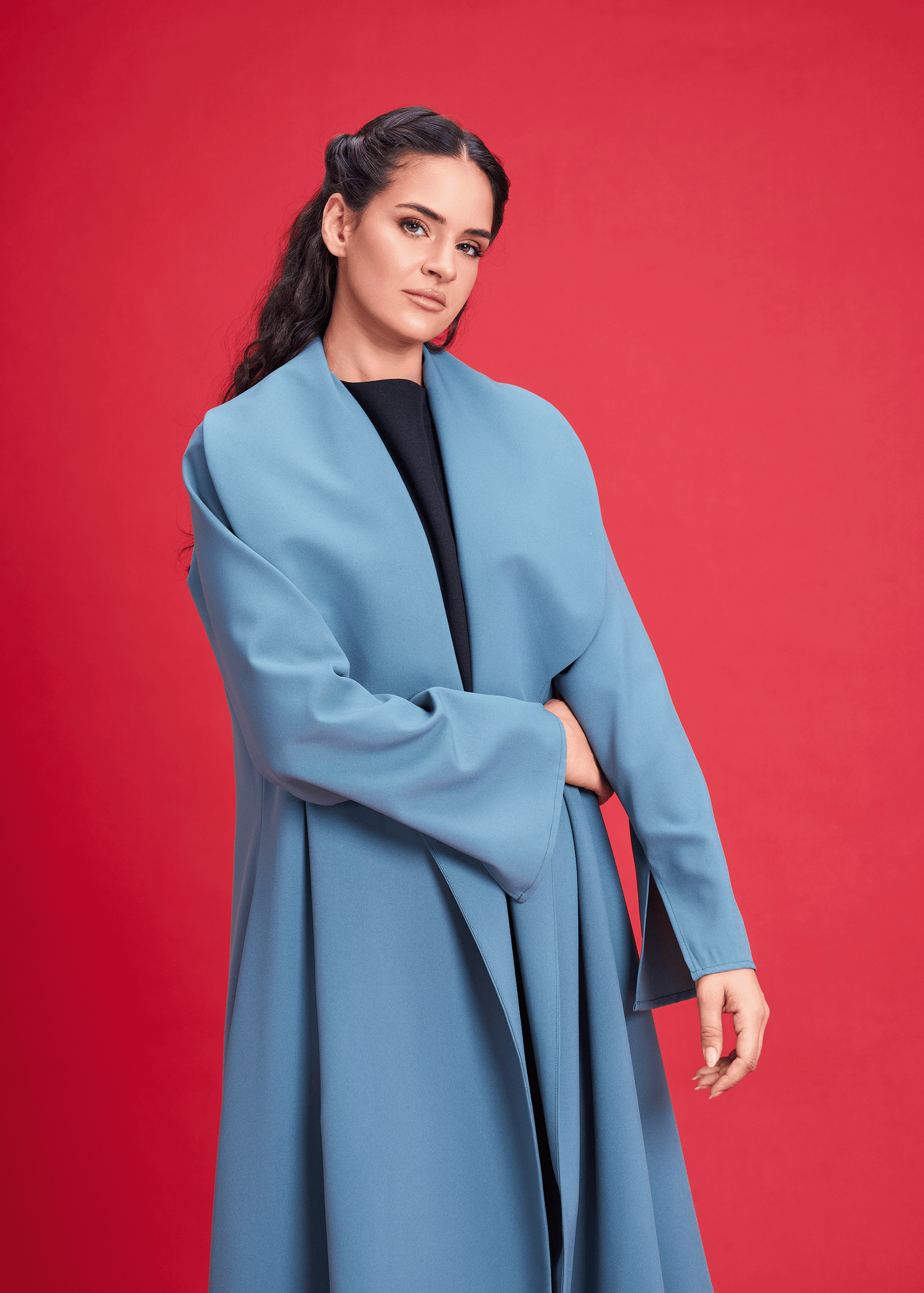 LIGHT BLUE LIGHT CREPE OVERLAP STYLE