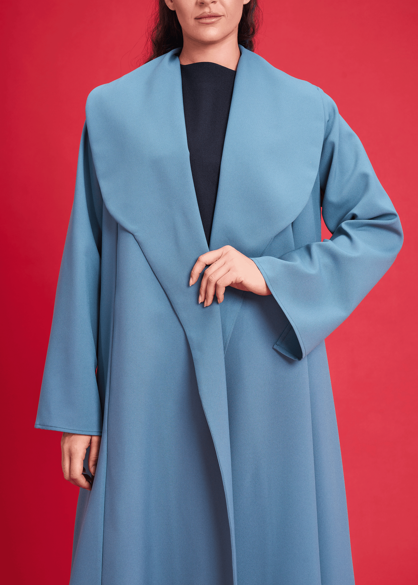 LIGHT BLUE LIGHT CREPE OVERLAP STYLE