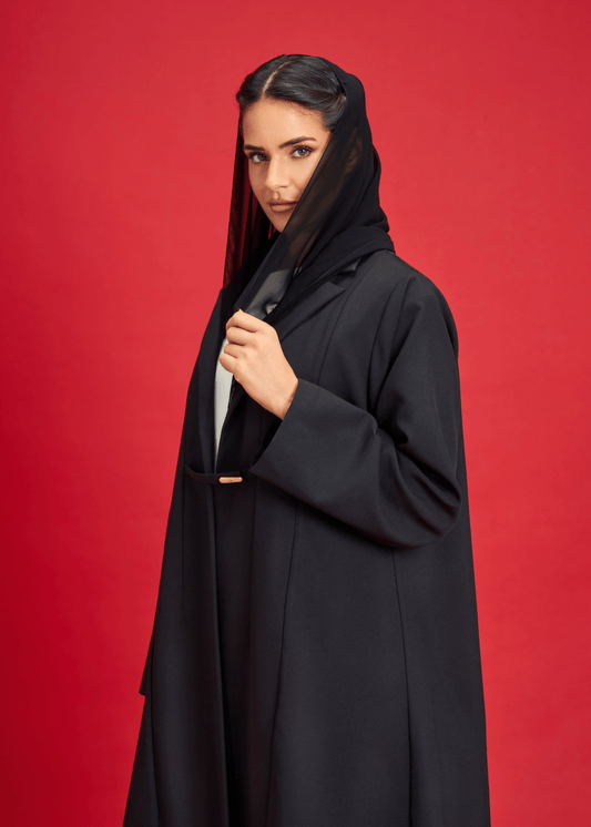 BLACK LIGHT CREPE COAT STYLE