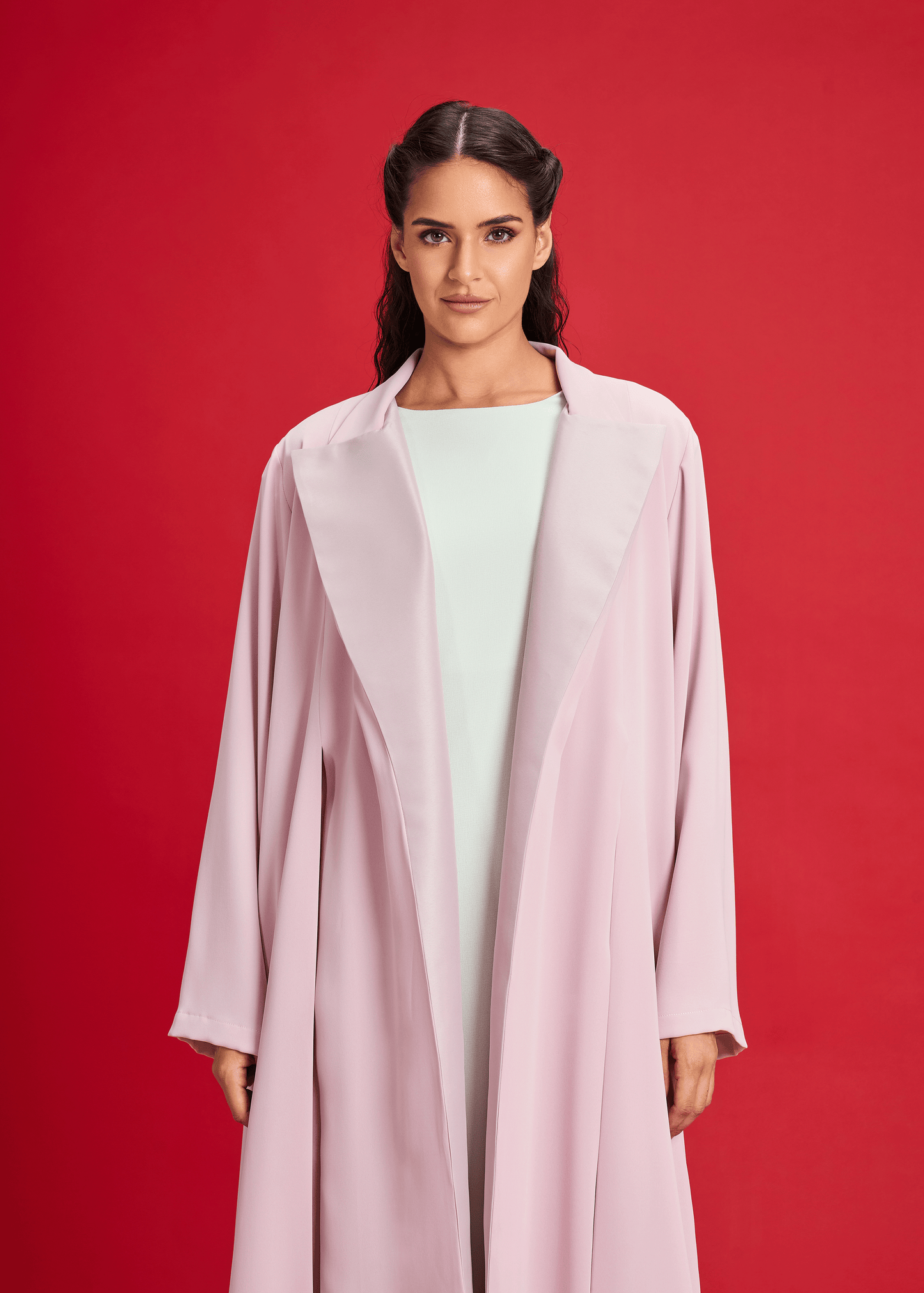 LIGHT PINK BLAZER STYLE ABAYA