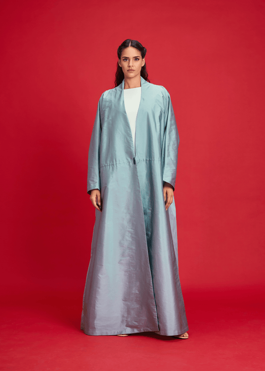 LIGHT BLUE PLAIN TAFFETA ABAYA