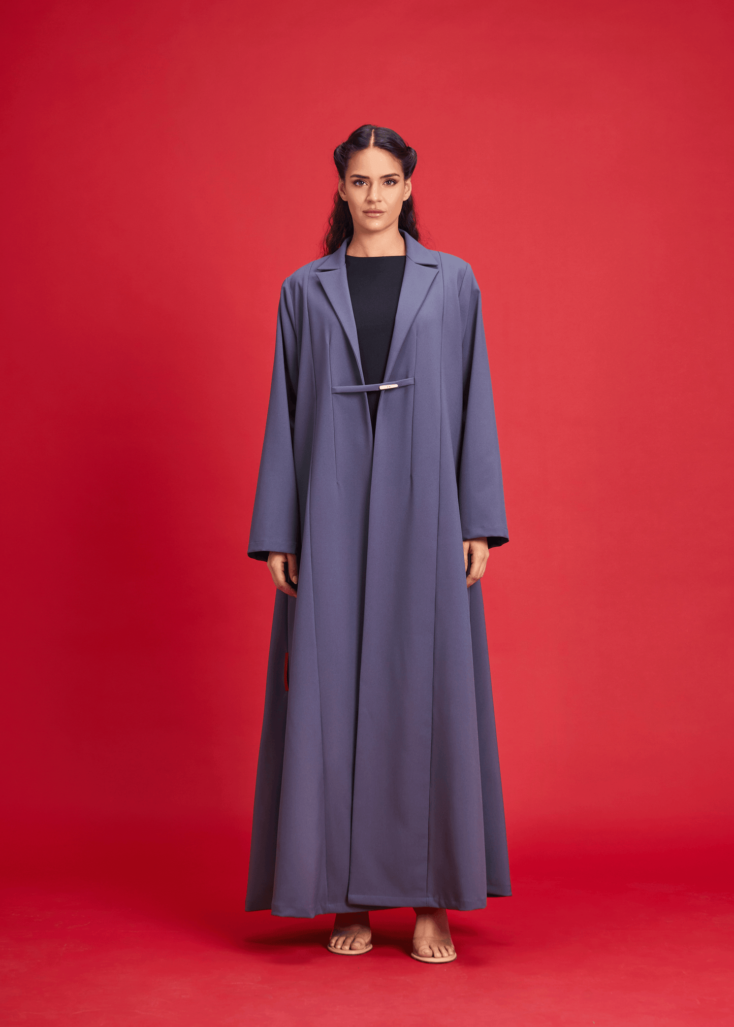 GREY LIGHT CREPE COAT STYLE