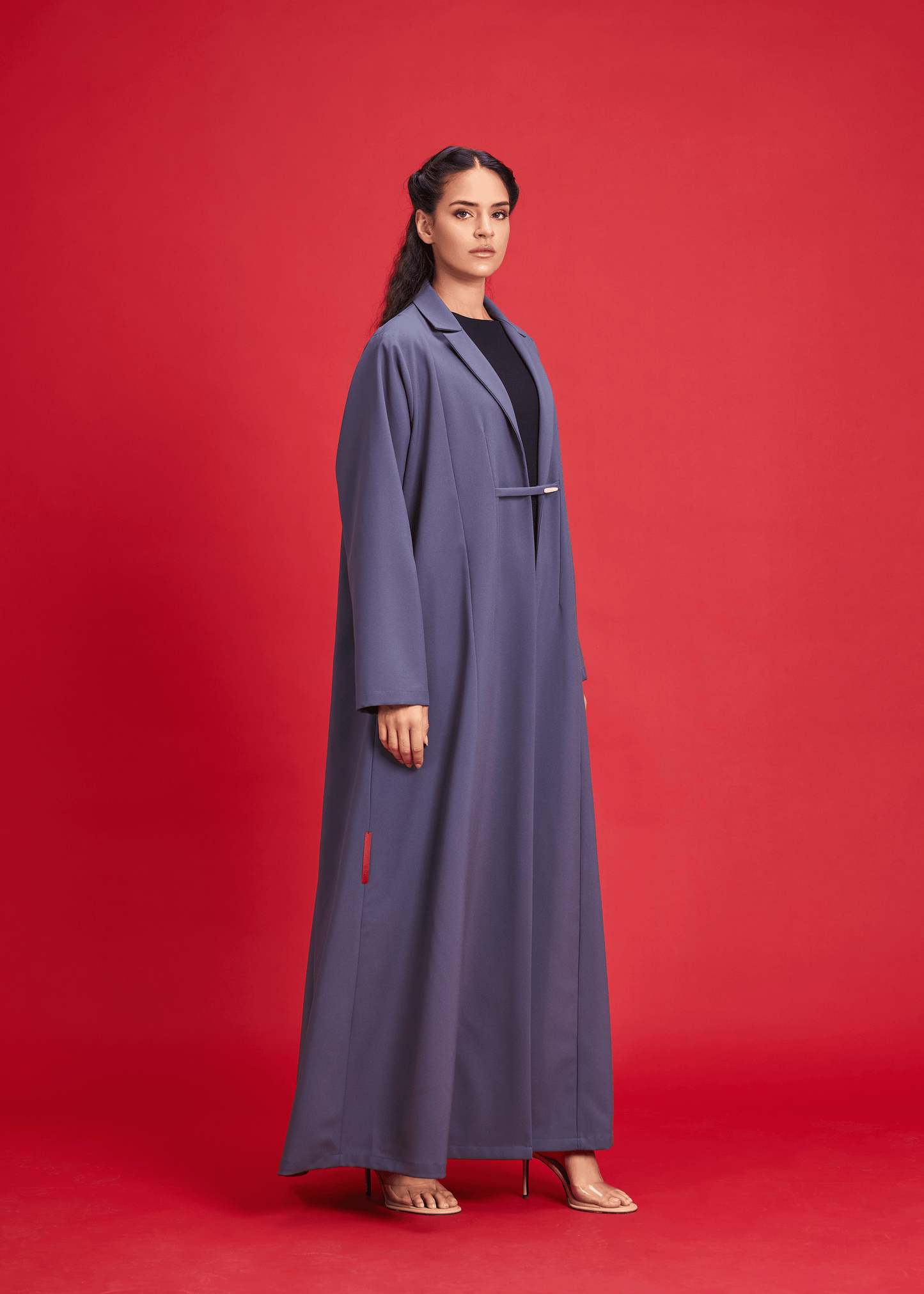 GREY LIGHT CREPE COAT STYLE