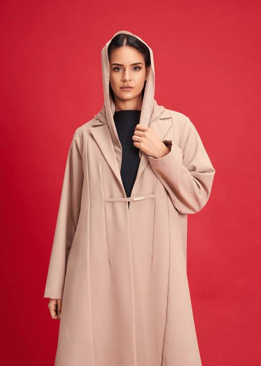 BEIGE LIGHT CREPE COAT STYLE