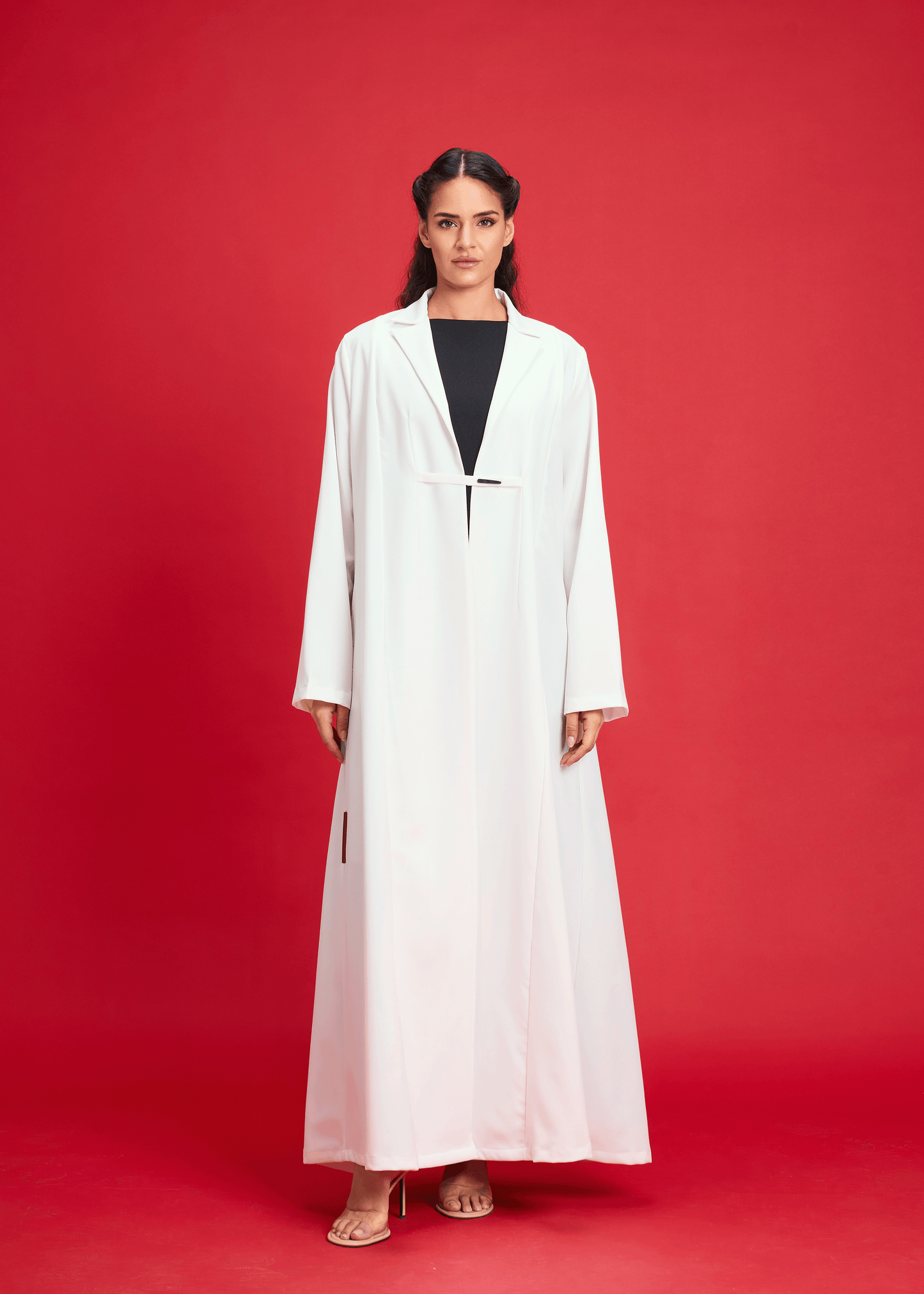 WHITE LIGHT CREPE COAT STYLE