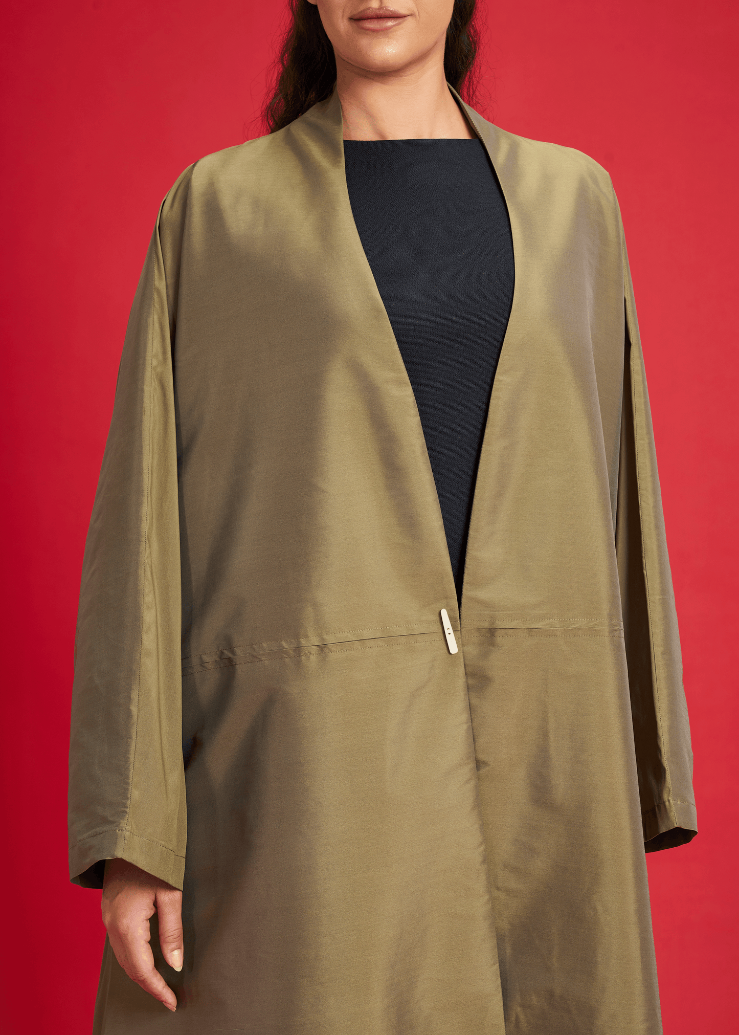 OLIVE PLAIN TAFFETA ABAYA