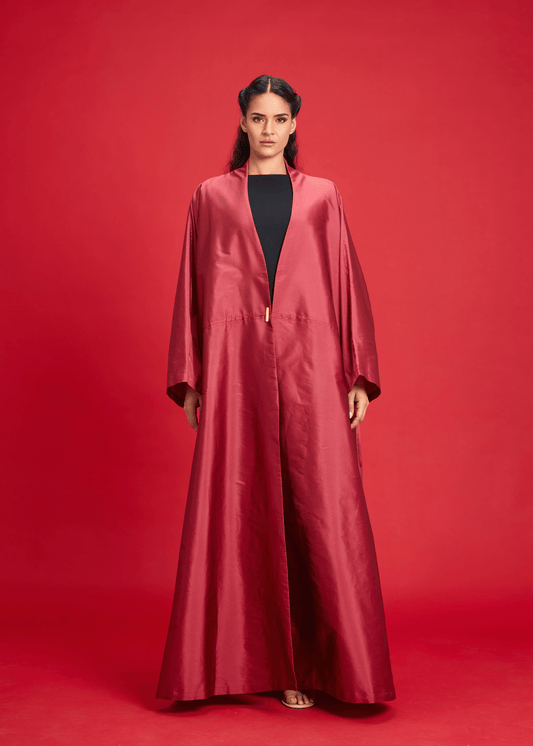 DARK PEACH PLAIN TAFFETA ABAYA